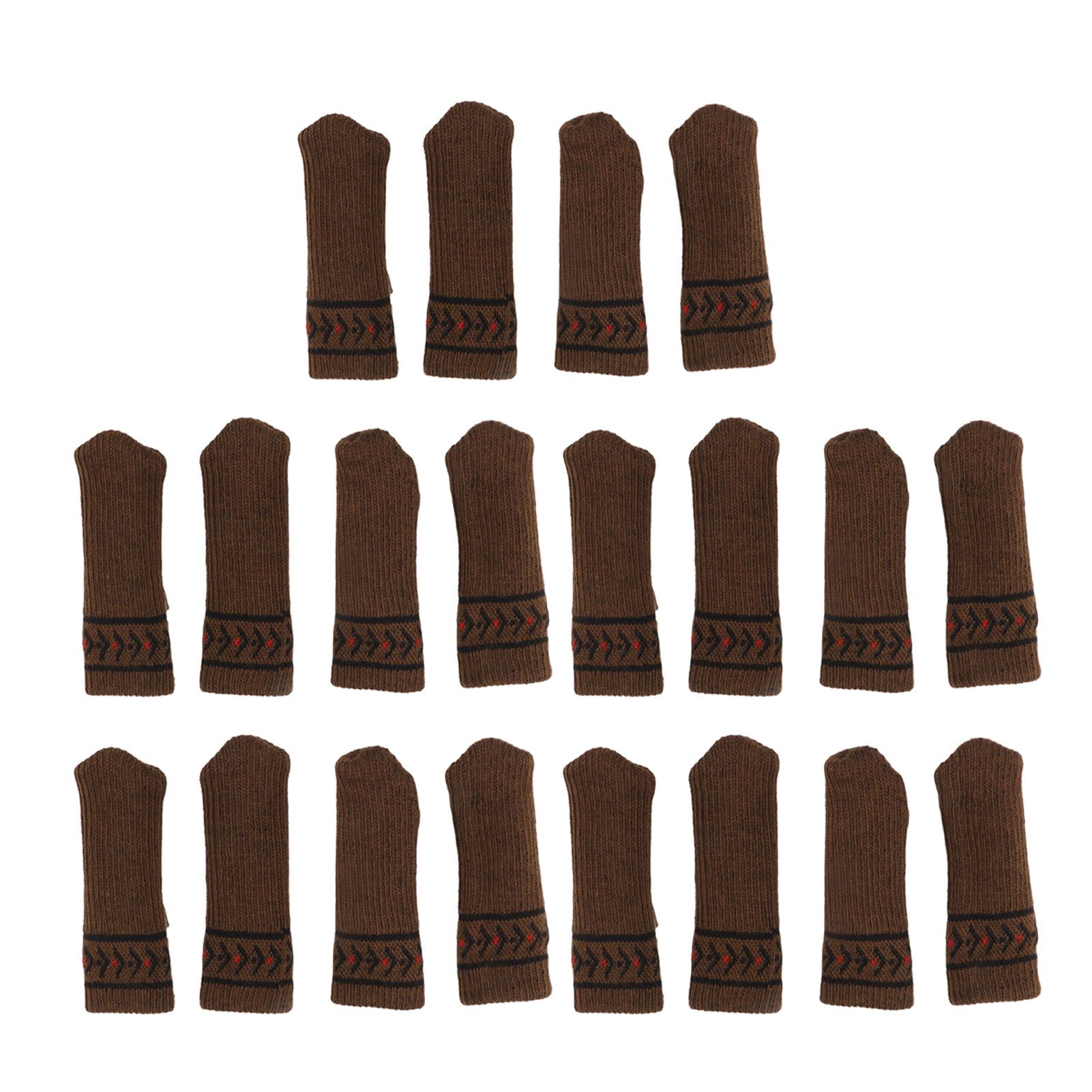 20Pcs Chair Leg Protector Table Furniture Cap Covers Prevent Scratches Noise Free Thickened Knitted Floor Pad Set Brown - Image 1