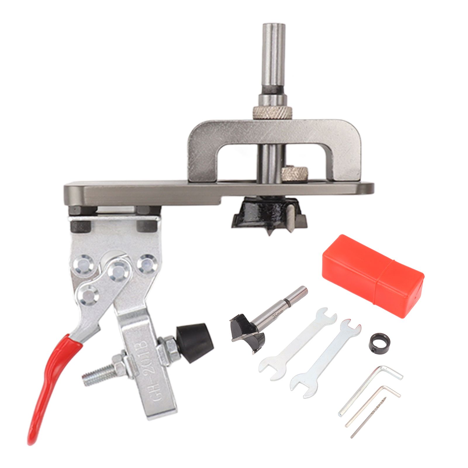 35mm Concealed Hinge Boring Jig Kit Aluminum Alloy Woodworking Hole Drilling Guide Locator with Fixture for Door Cabinet - Image 1
