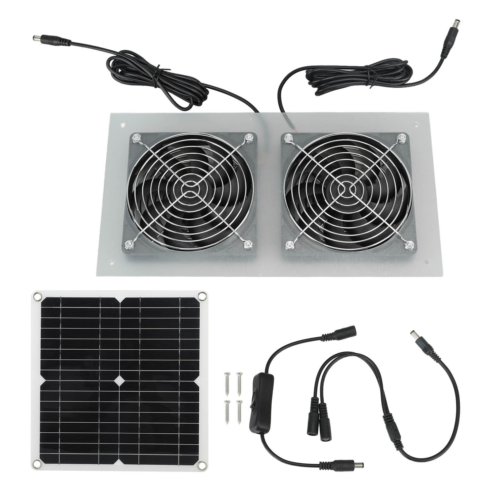 15W Solar Panel Powered Fan Efficient Solar Powered Dual Fan Kits for Chicken Coop Greenhouses Shed Pet Houses Window - Image 1