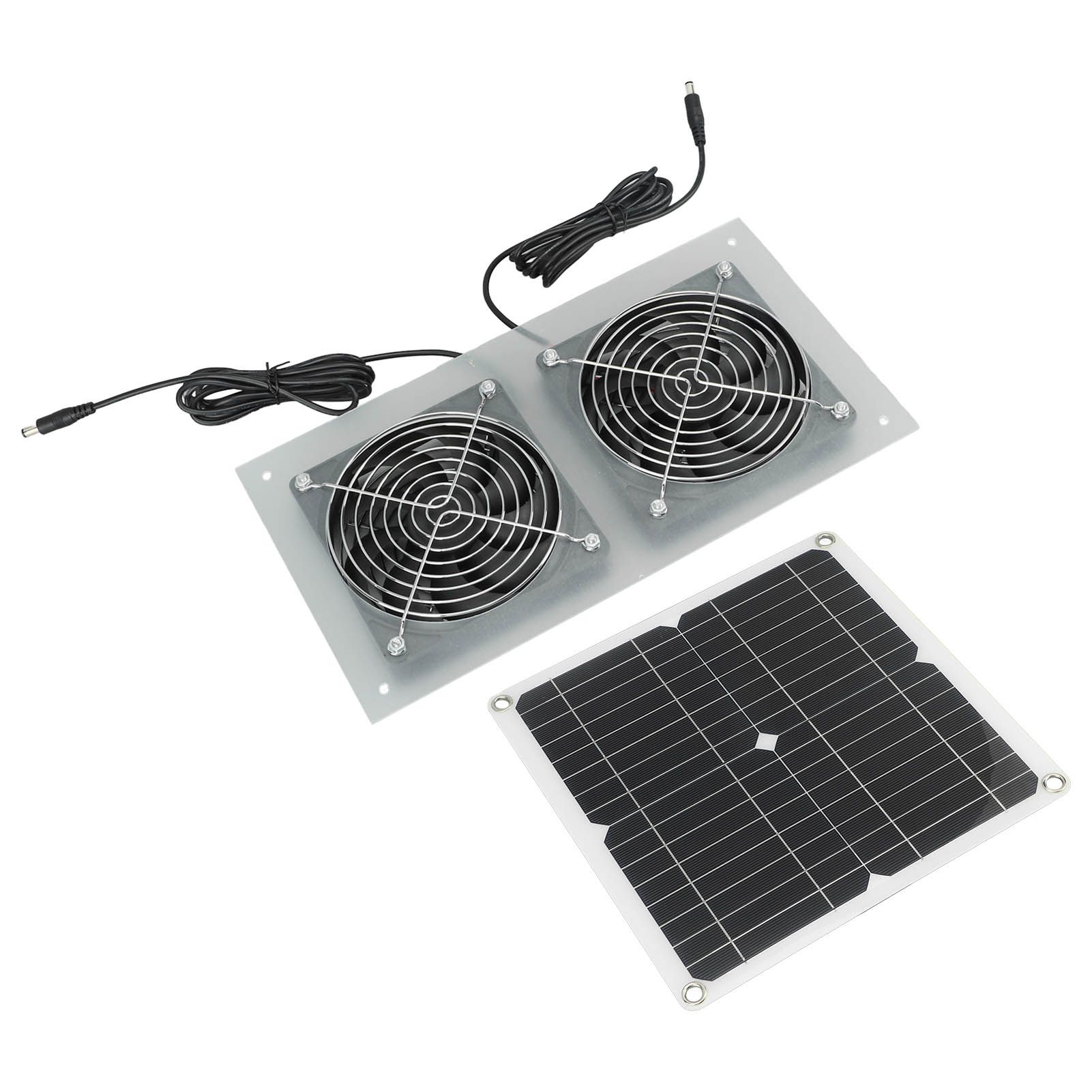15W Solar Panel Powered Fan Efficient Solar Powered Dual Fan Kits for Chicken Coop Greenhouses Shed Pet Houses Window - Image 2