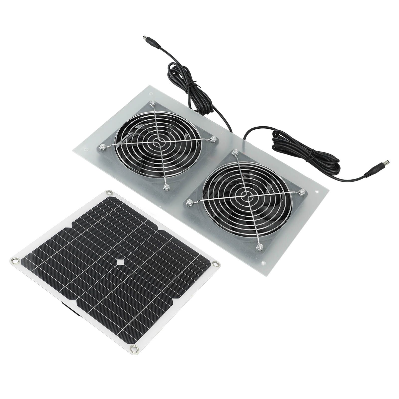 15W Solar Panel Powered Fan Efficient Solar Powered Dual Fan Kits for Chicken Coop Greenhouses Shed Pet Houses Window - Image 3
