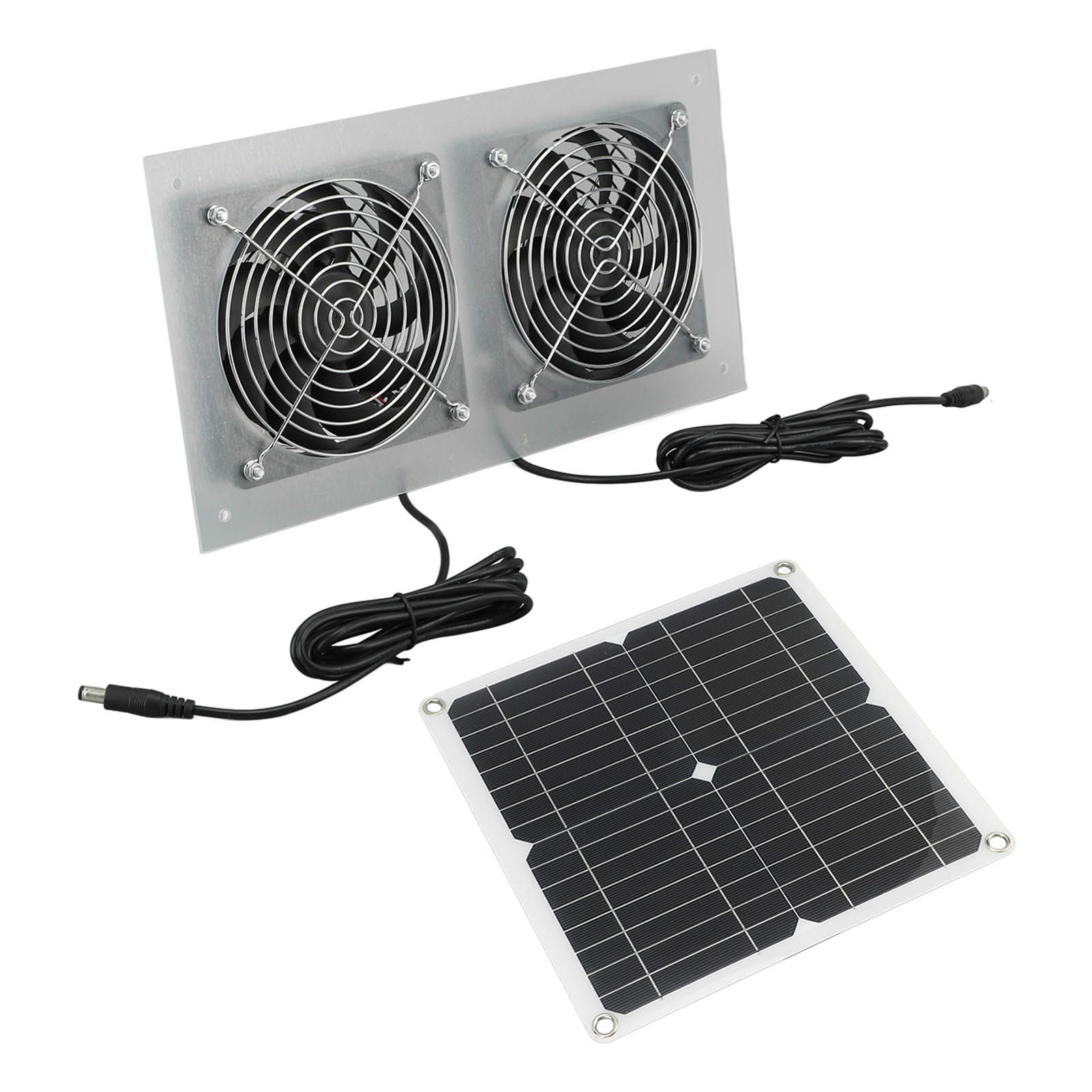 15W Solar Panel Powered Fan Efficient Solar Powered Dual Fan Kits for Chicken Coop Greenhouses Shed Pet Houses Window - Image 8
