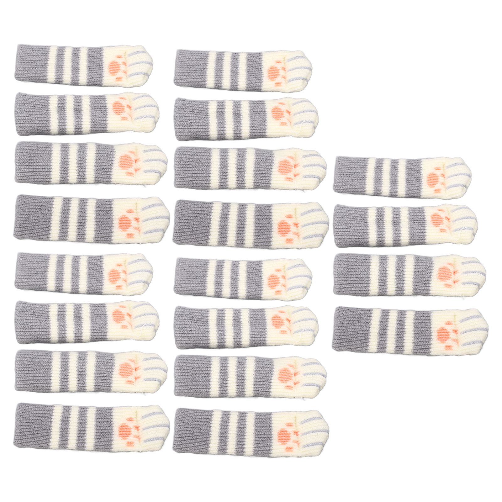 20pcs Cat Paw Furniture Leg Socks Double Thickened Knitting Chair Leg Floor Protectors for Office Home Dark Grey Stripe - Image 3