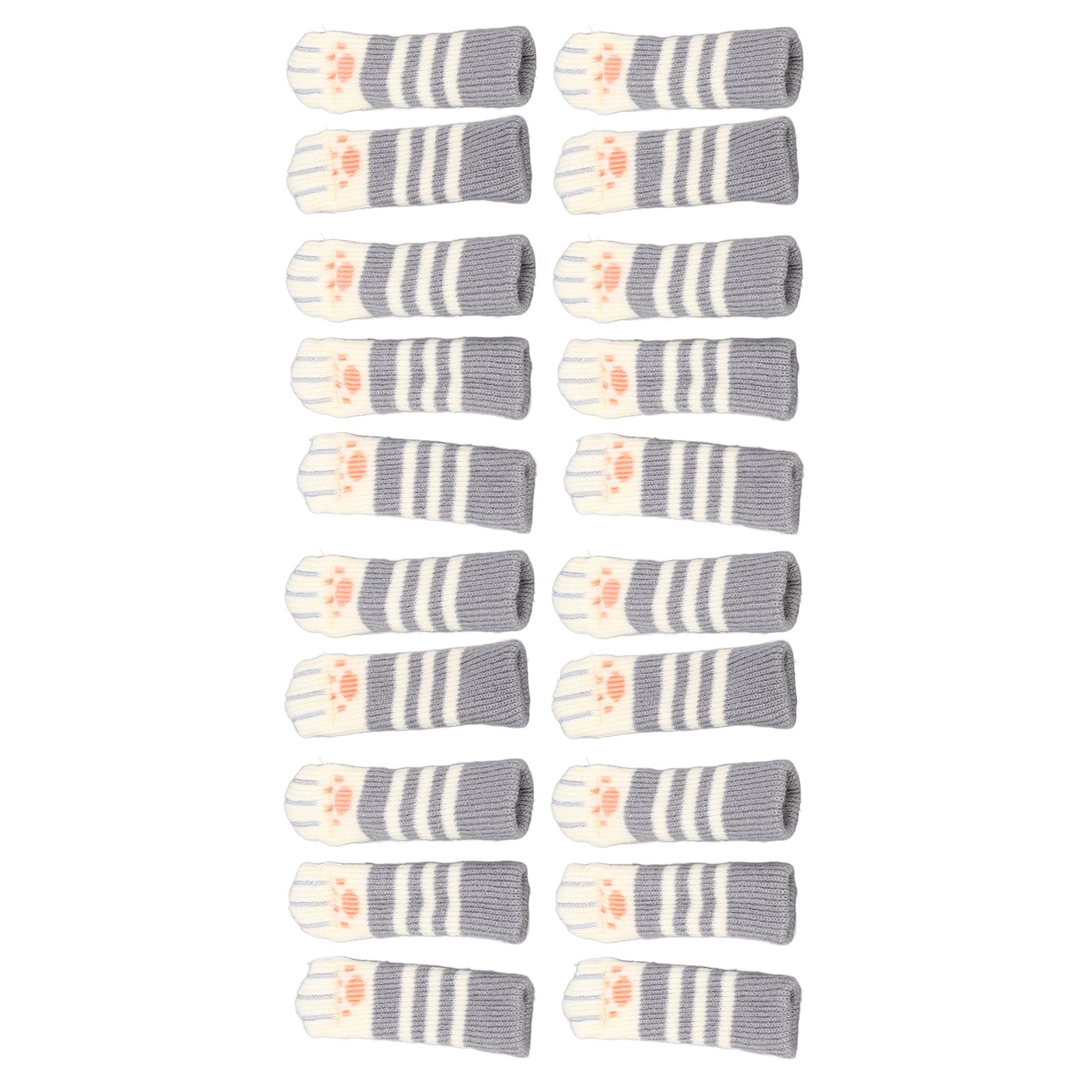 20pcs Cat Paw Furniture Leg Socks Double Thickened Knitting Chair Leg Floor Protectors for Office Home Dark Grey Stripe - Image 4