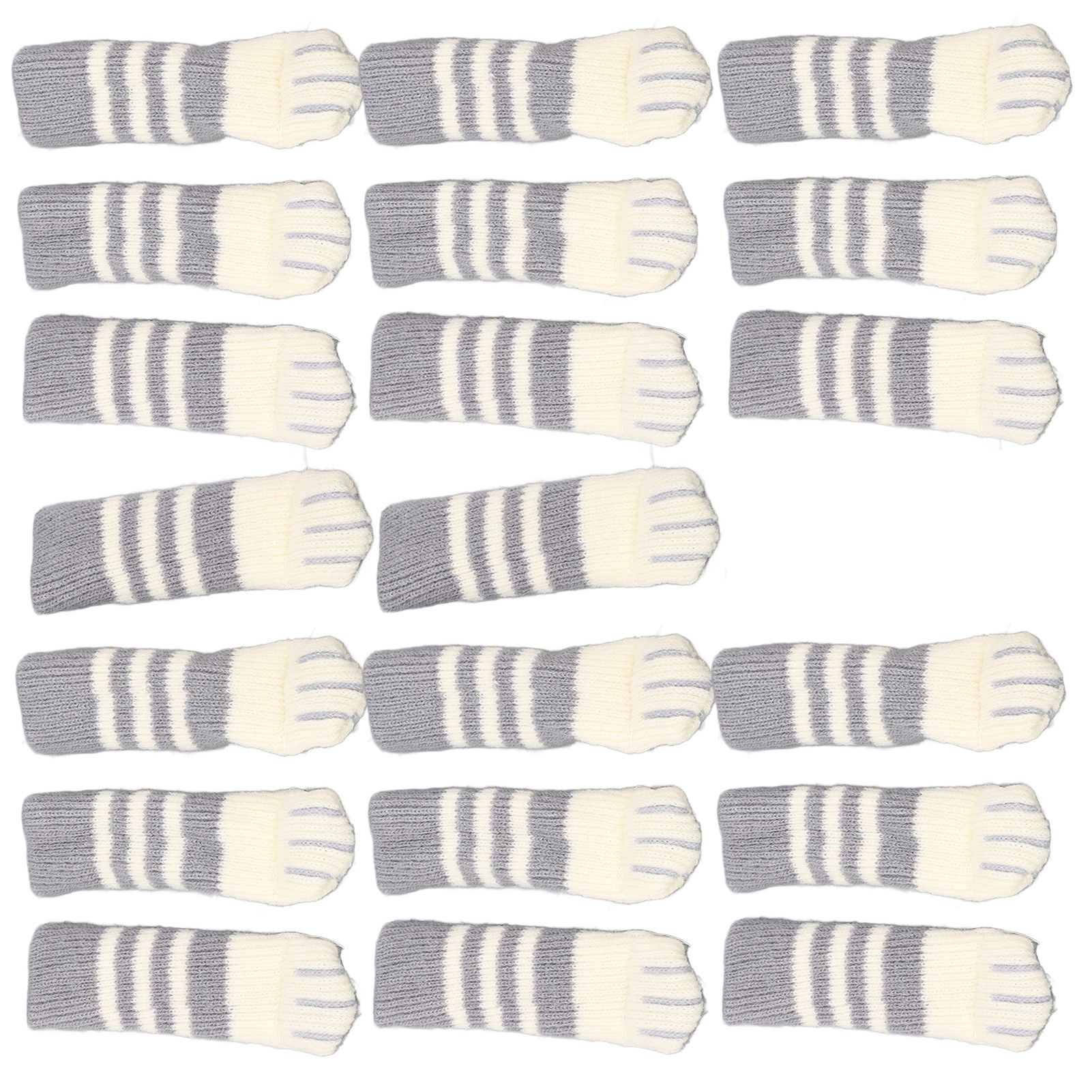 20pcs Cat Paw Furniture Leg Socks Double Thickened Knitting Chair Leg Floor Protectors for Office Home Dark Grey Stripe - Image 5