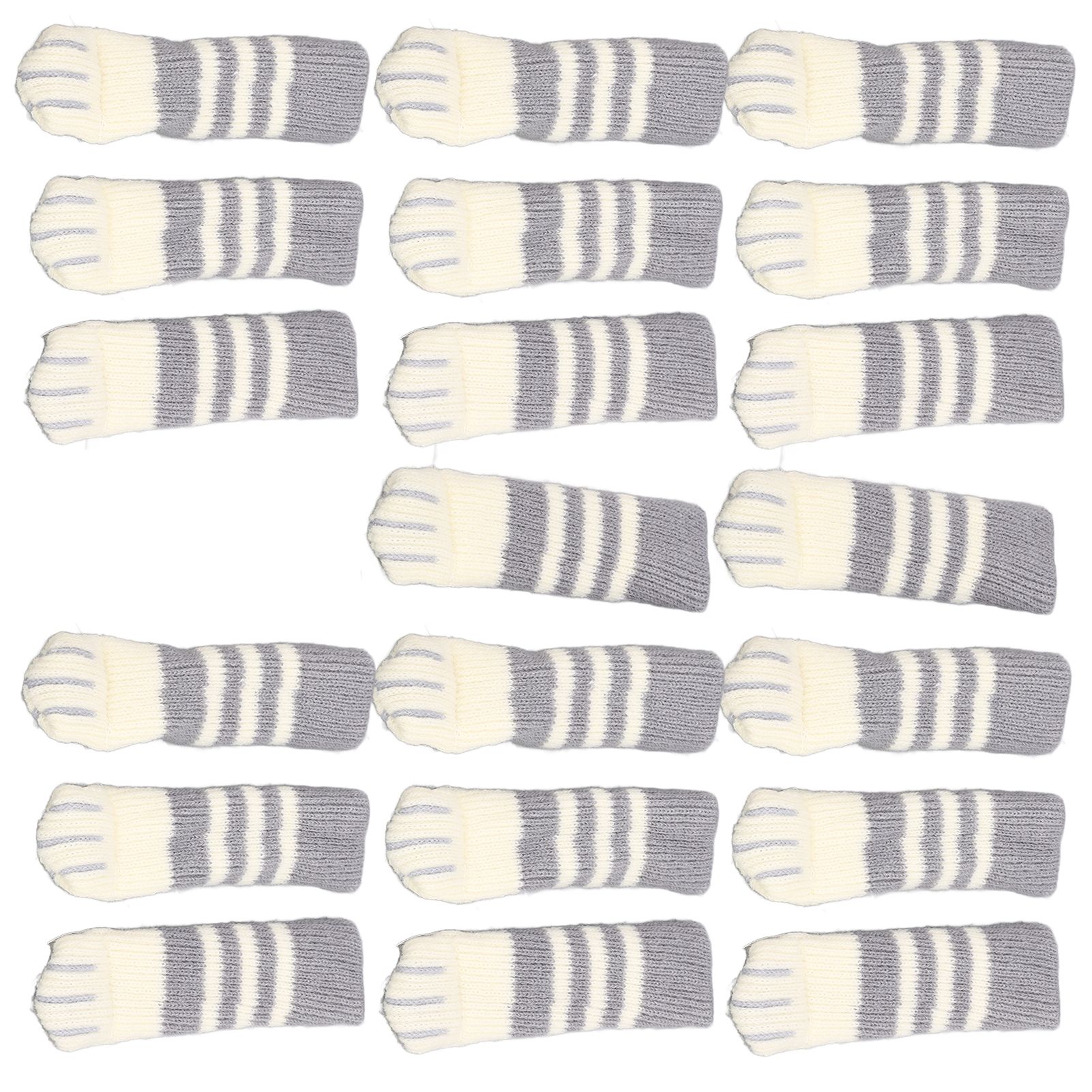 20pcs Cat Paw Furniture Leg Socks Double Thickened Knitting Chair Leg Floor Protectors for Office Home Dark Grey Stripe - Image 6