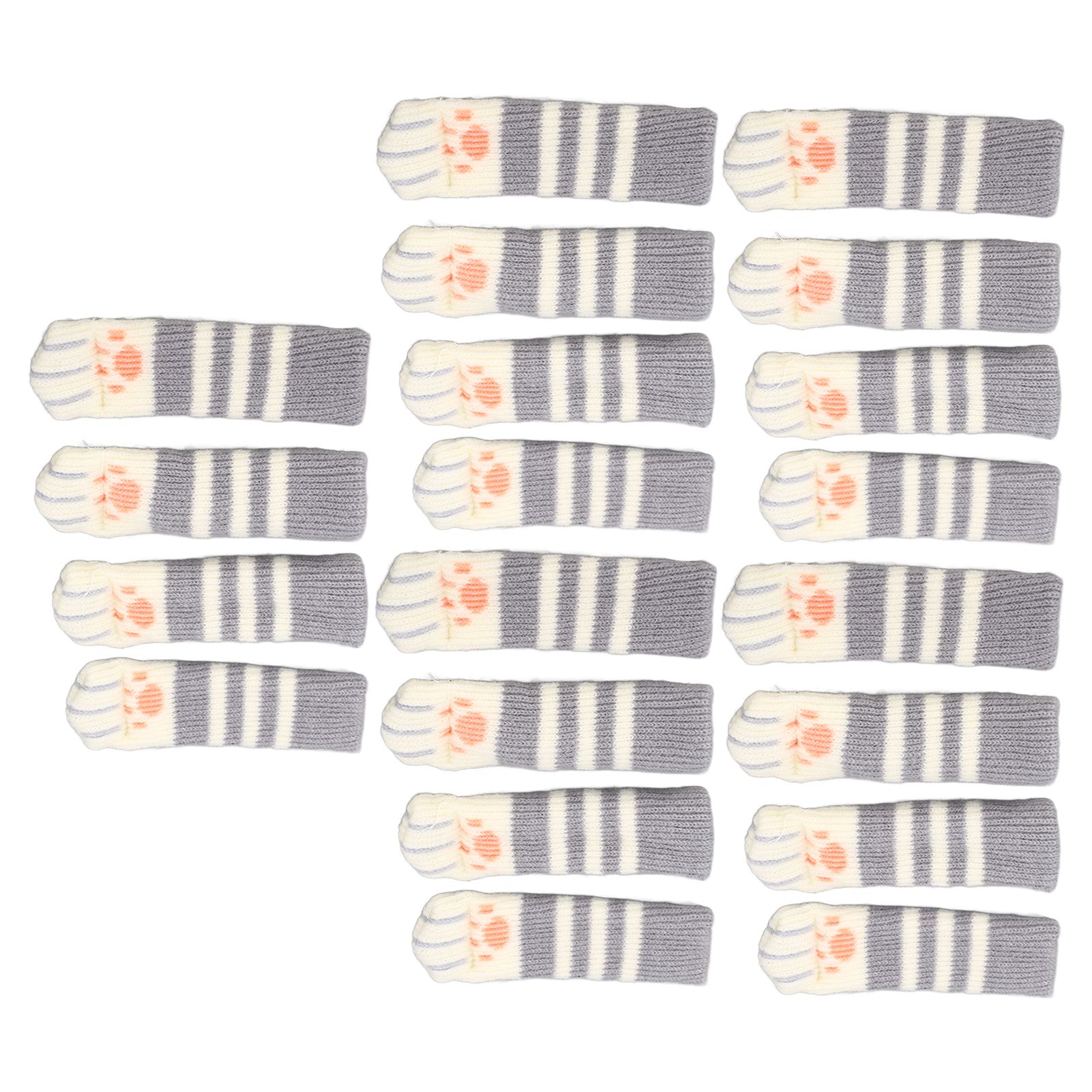 20pcs Cat Paw Furniture Leg Socks Double Thickened Knitting Chair Leg Floor Protectors for Office Home Dark Grey Stripe - Image 7