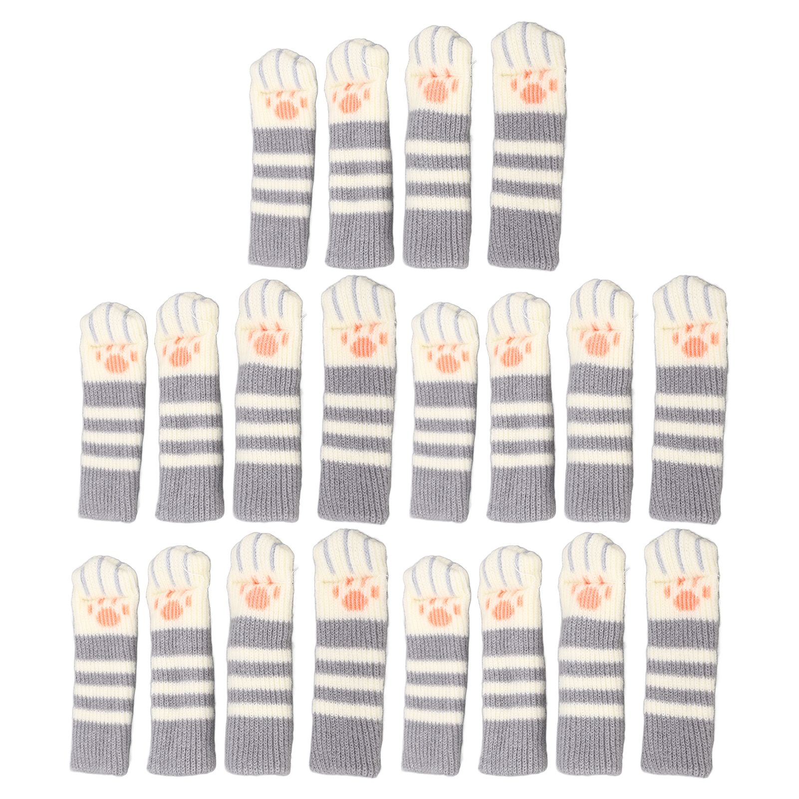 20pcs Cat Paw Furniture Leg Socks Double Thickened Knitting Chair Leg Floor Protectors for Office Home Dark Grey Stripe - Image 8
