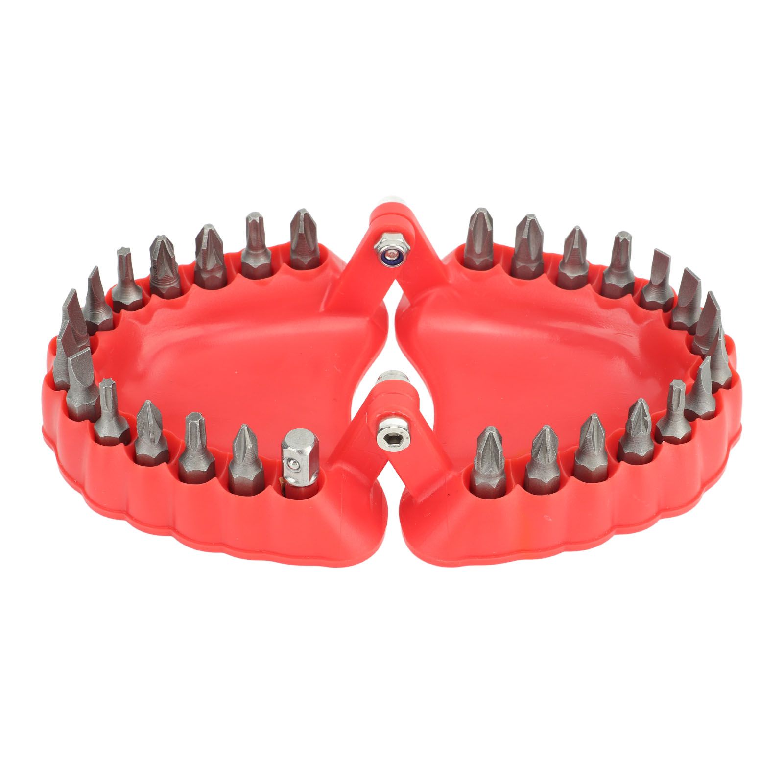 Denture Drill Bit Holder Denture Screwdriver Organizer 3D Sculpture Desk Decor 28 Holes Red With Bits - Image 1