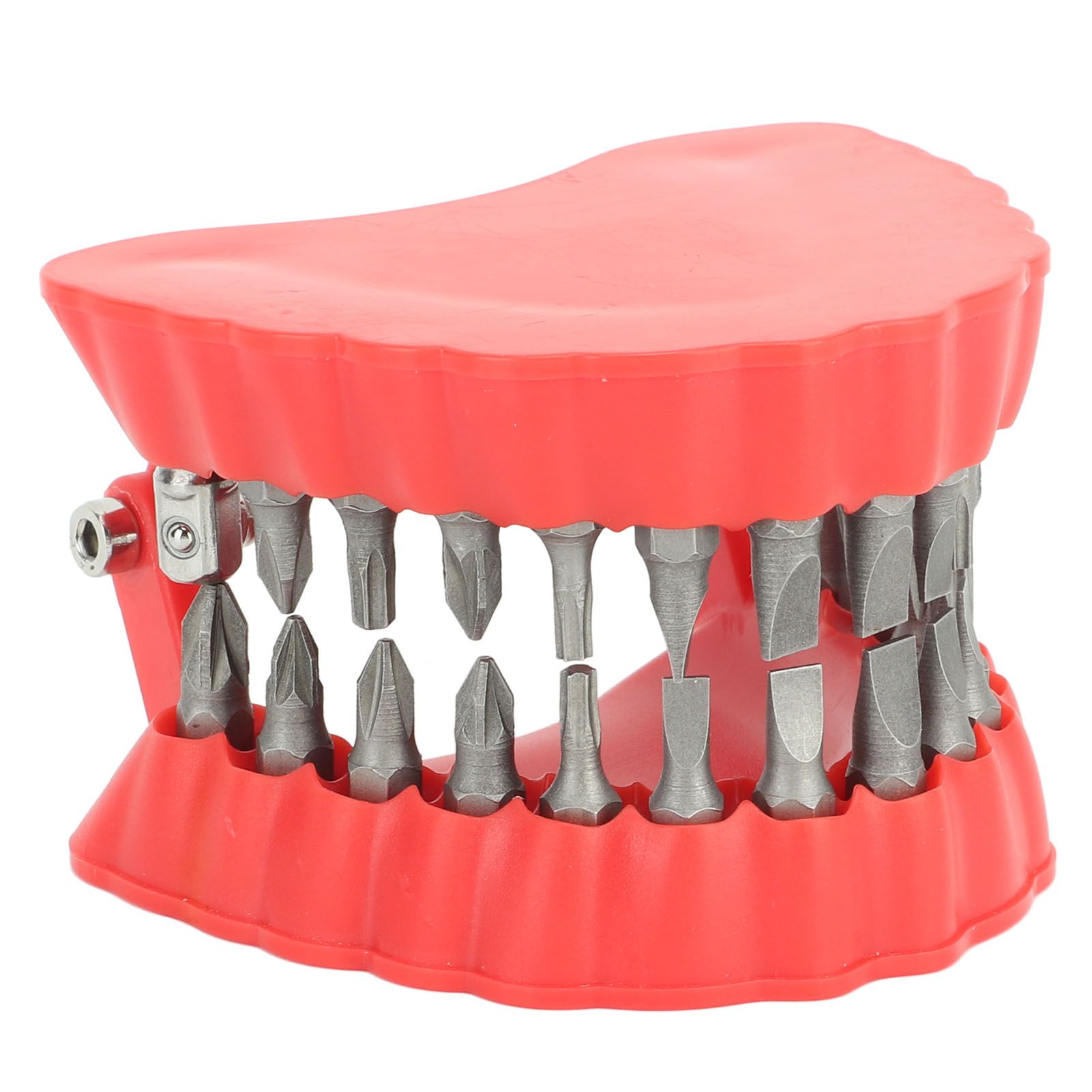 Denture Drill Bit Holder Denture Screwdriver Organizer 3D Sculpture Desk Decor 28 Holes Red With Bits - Image 2