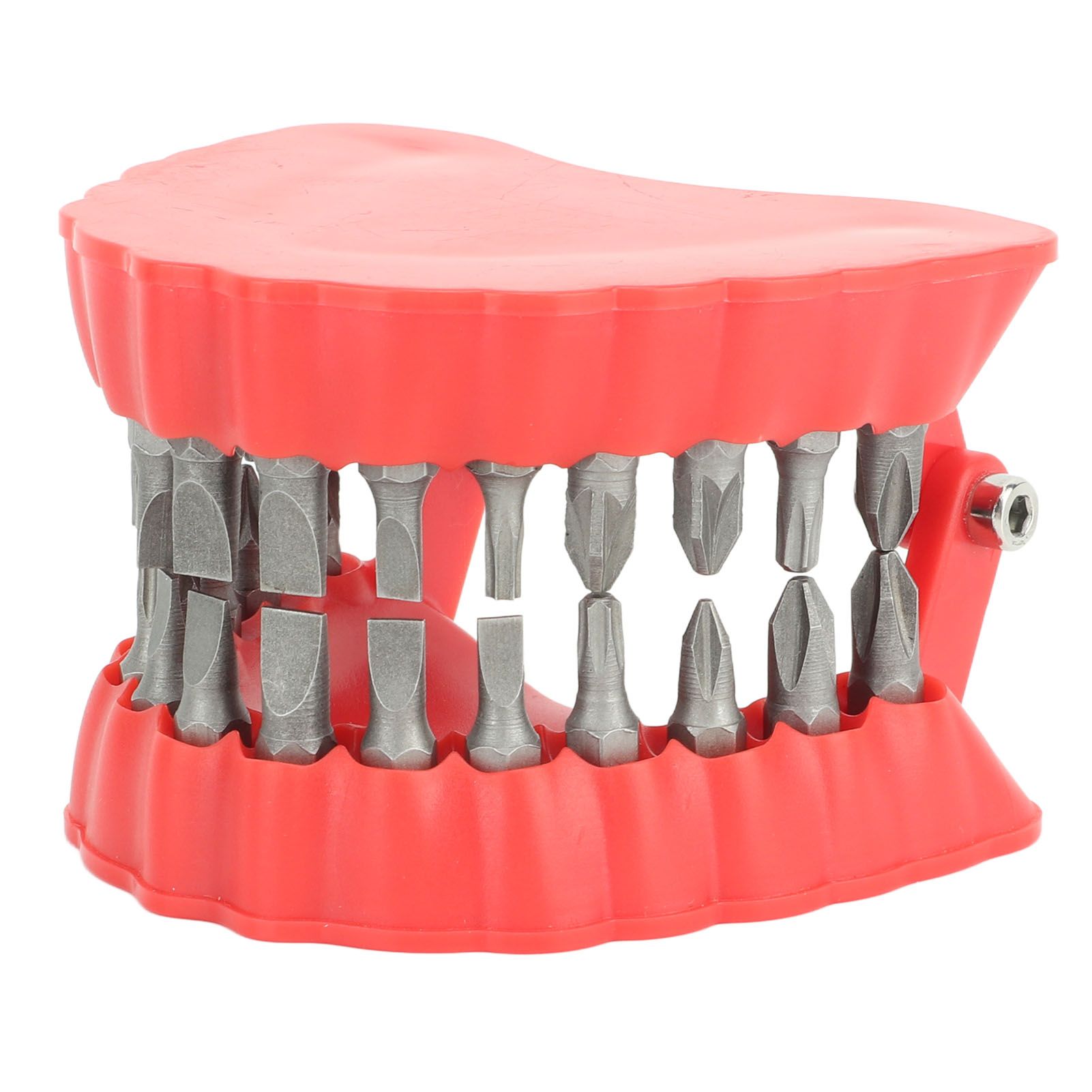 Denture Drill Bit Holder Denture Screwdriver Organizer 3D Sculpture Desk Decor 28 Holes Red With Bits - Image 3