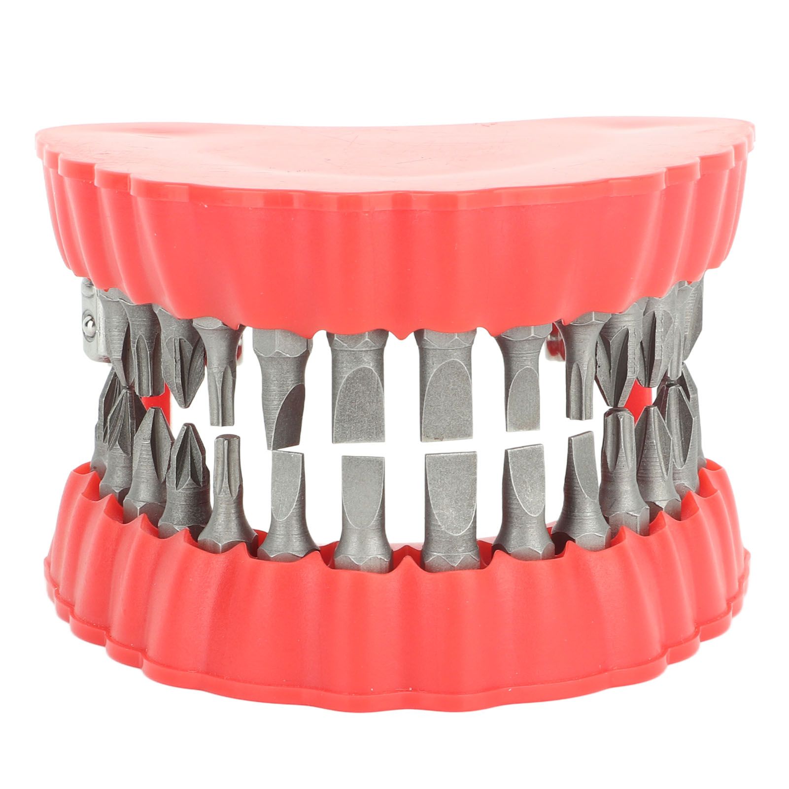 Denture Drill Bit Holder Denture Screwdriver Organizer 3D Sculpture Desk Decor 28 Holes Red With Bits - Image 4