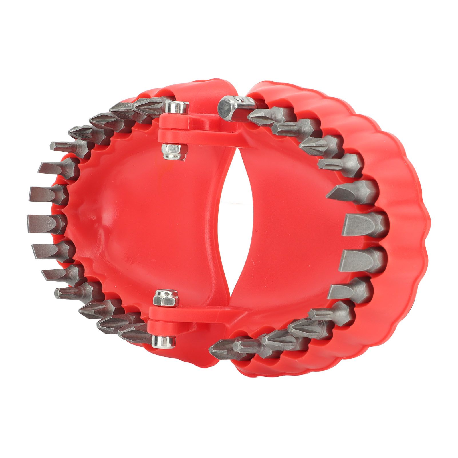 Denture Drill Bit Holder Denture Screwdriver Organizer 3D Sculpture Desk Decor 28 Holes Red With Bits - Image 5