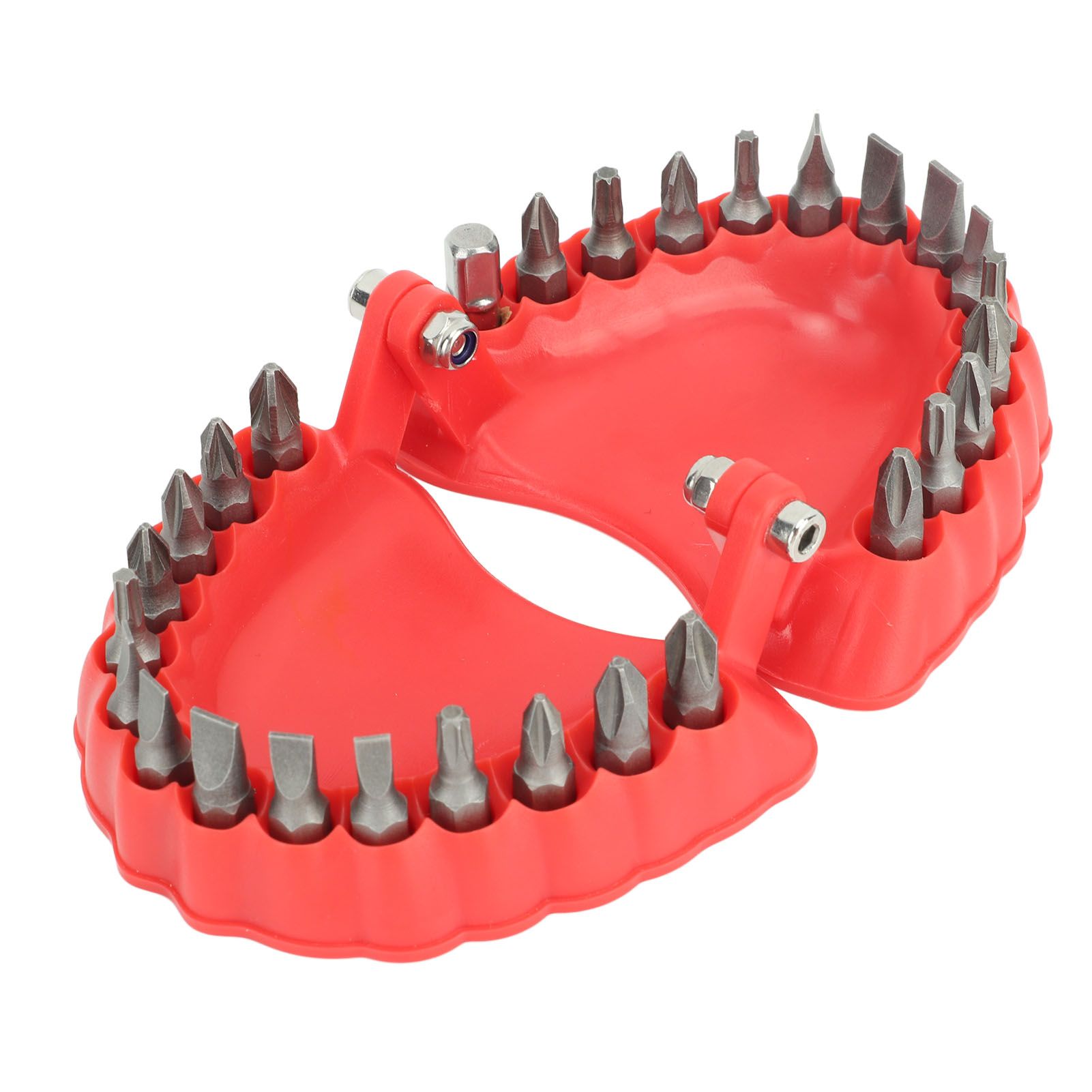 Denture Drill Bit Holder Denture Screwdriver Organizer 3D Sculpture Desk Decor 28 Holes Red With Bits - Image 7