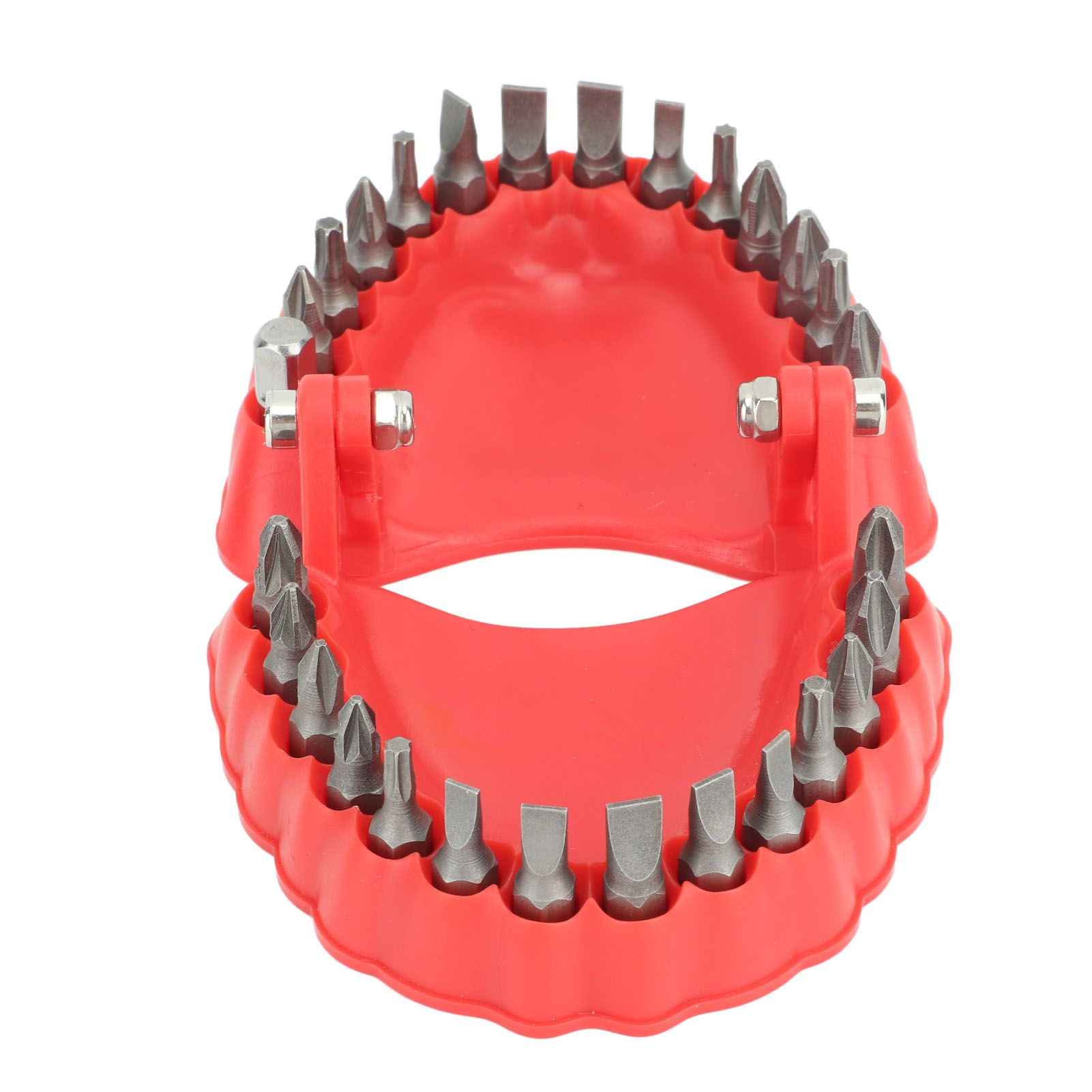 Denture Drill Bit Holder Denture Screwdriver Organizer 3D Sculpture Desk Decor 28 Holes Red With Bits - Image 8