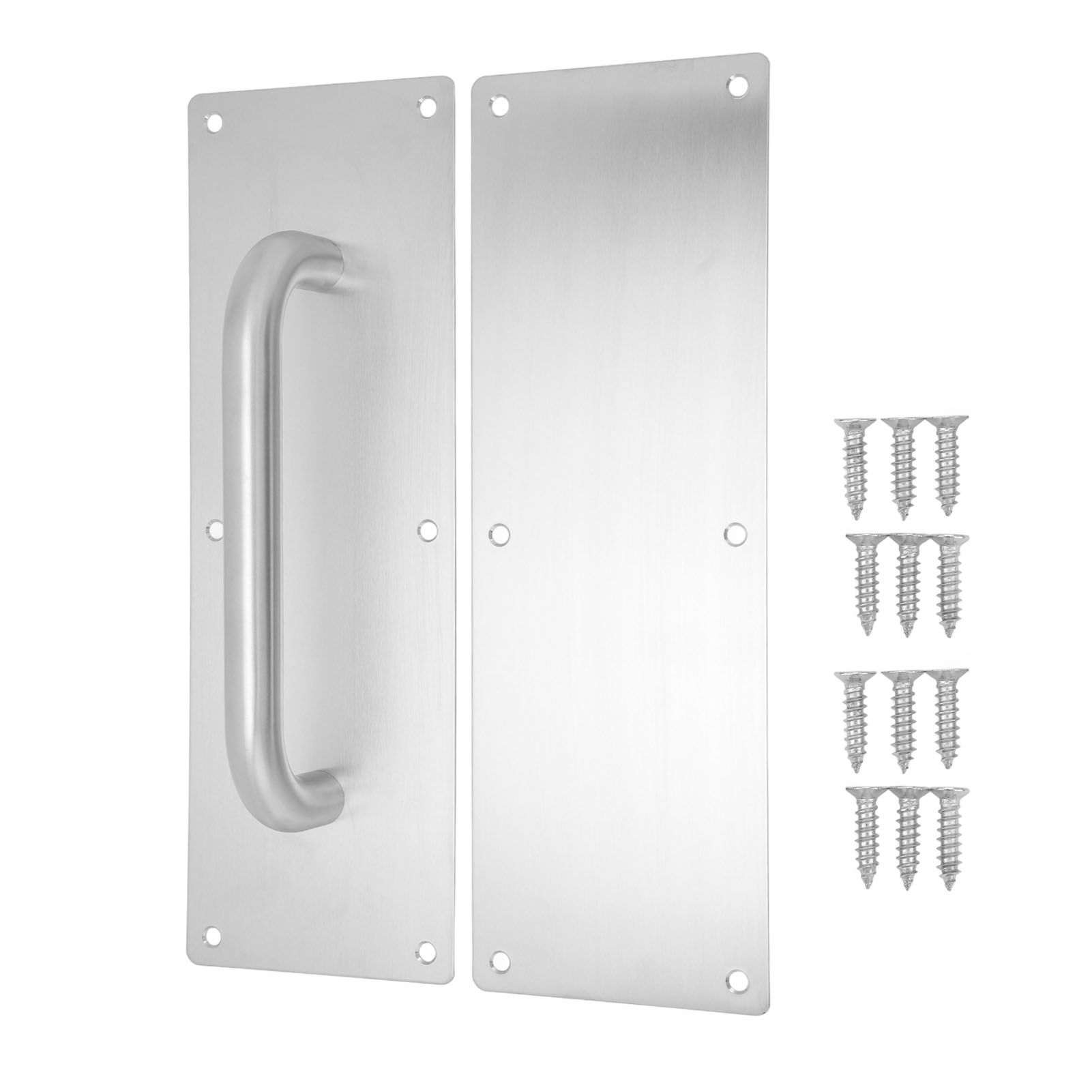 Pull Push Door Plate Handle with Screws 304 Stainless Steel White Oval Handle for Offices Hotels Restaurants - Image 1
