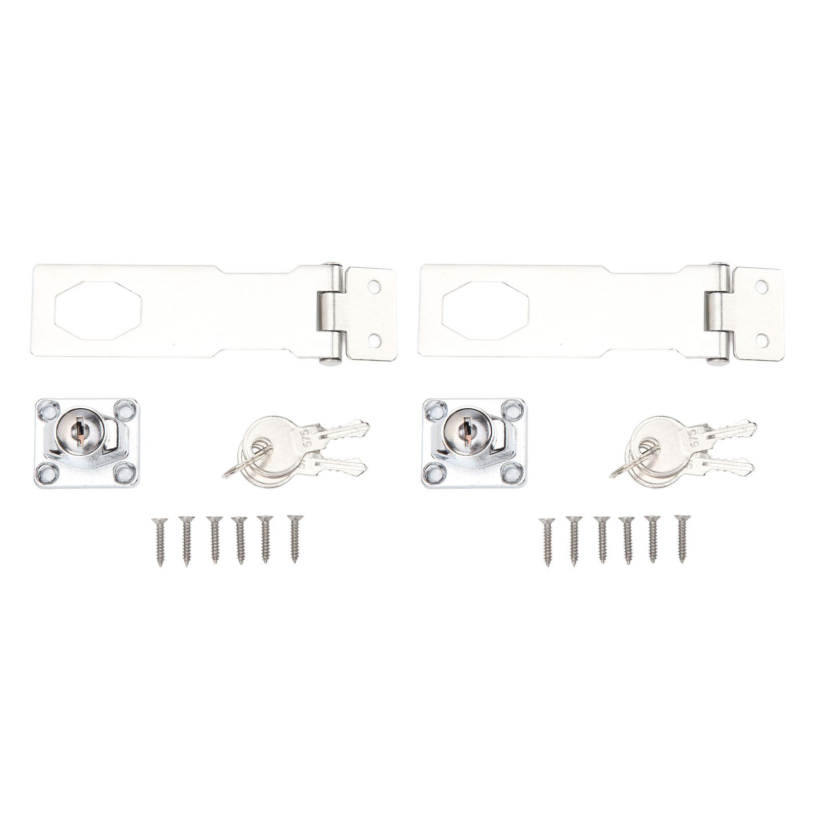 2PCS Keyed Hasp Locks 201 Stainless Steel Zinc Alloy Twist Knob Catch Latch Safety Lock for Cabinets Doors Silver - Image 1