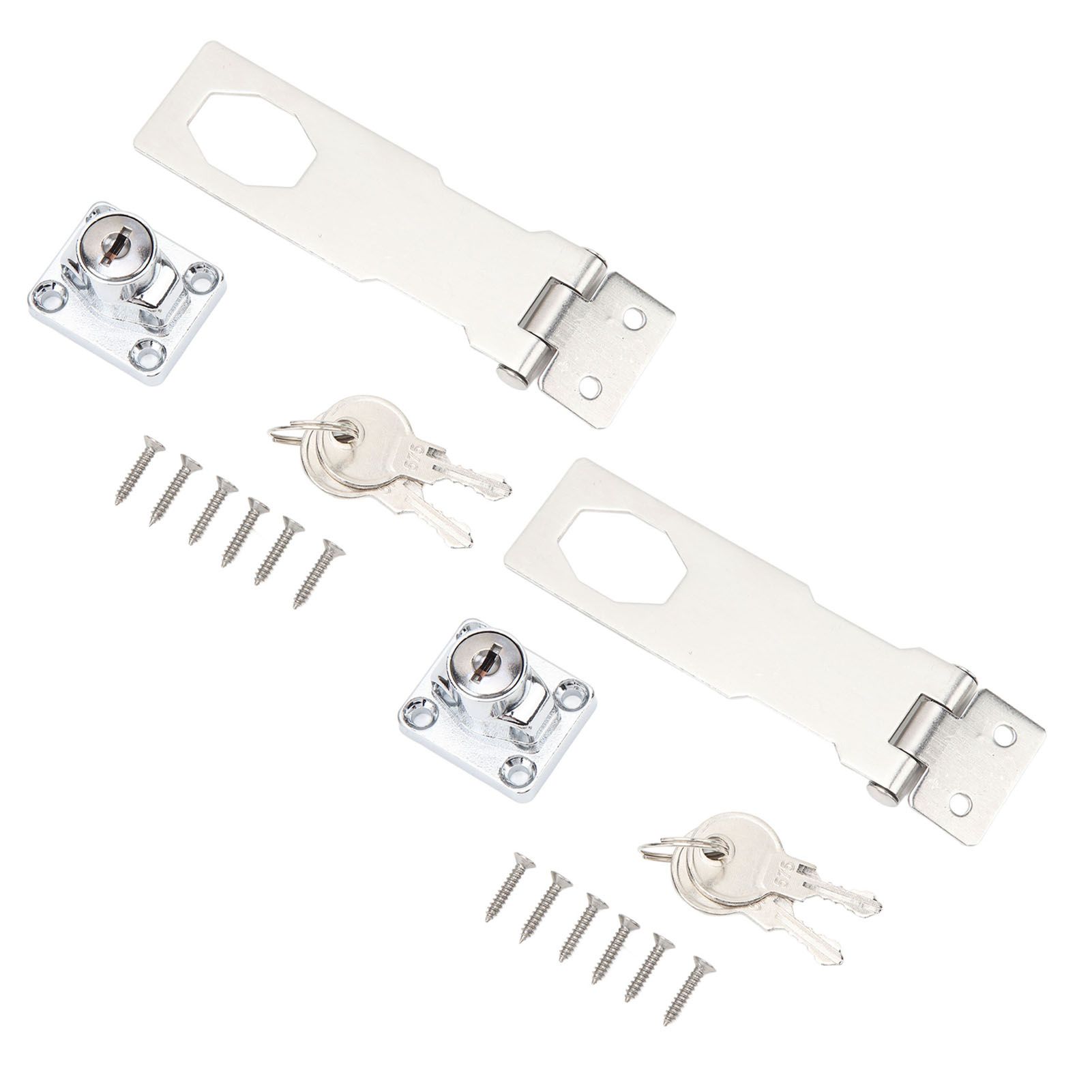 2PCS Keyed Hasp Locks 201 Stainless Steel Zinc Alloy Twist Knob Catch Latch Safety Lock for Cabinets Doors Silver - Image 2