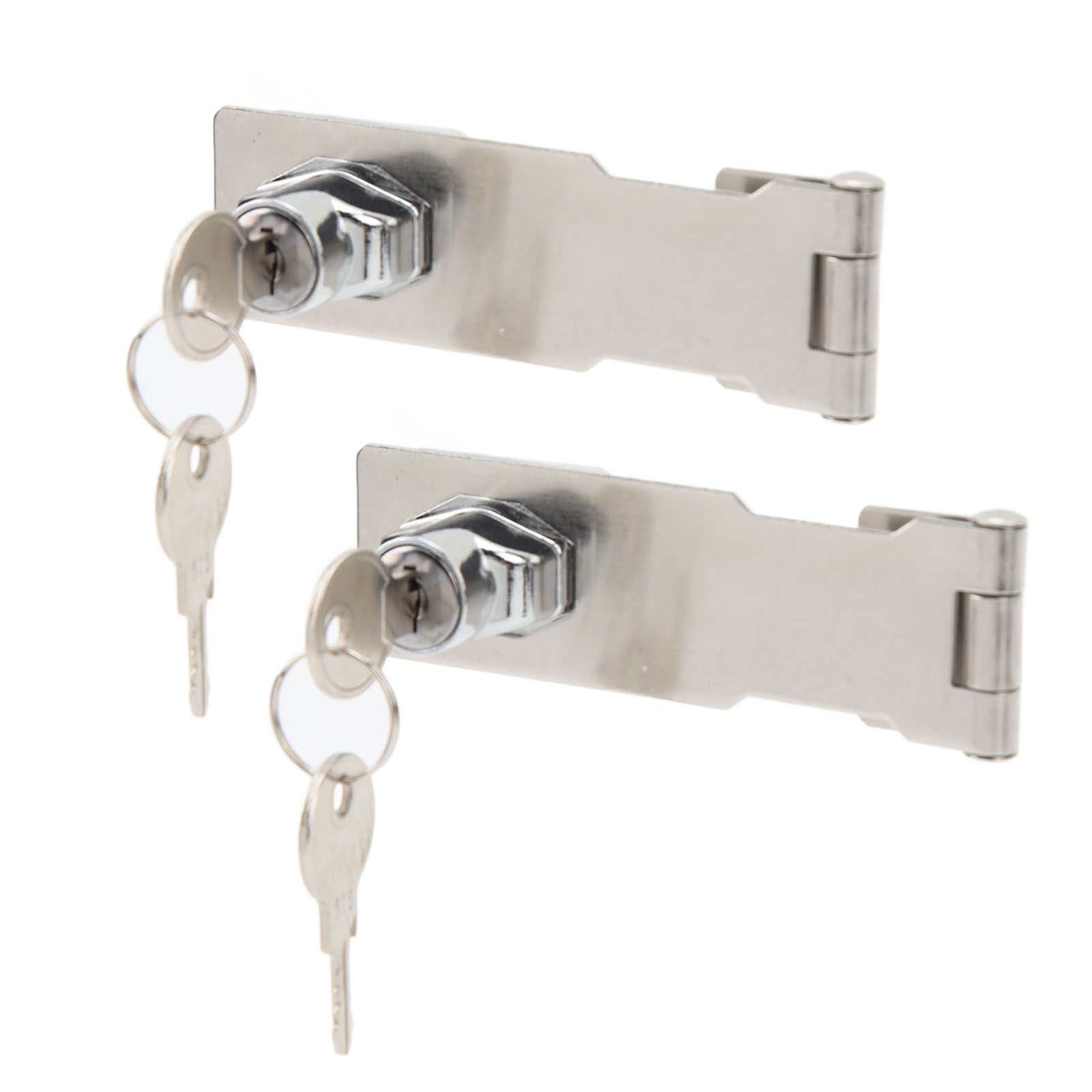 2PCS Keyed Hasp Locks 201 Stainless Steel Zinc Alloy Twist Knob Catch Latch Safety Lock for Cabinets Doors Silver - Image 4