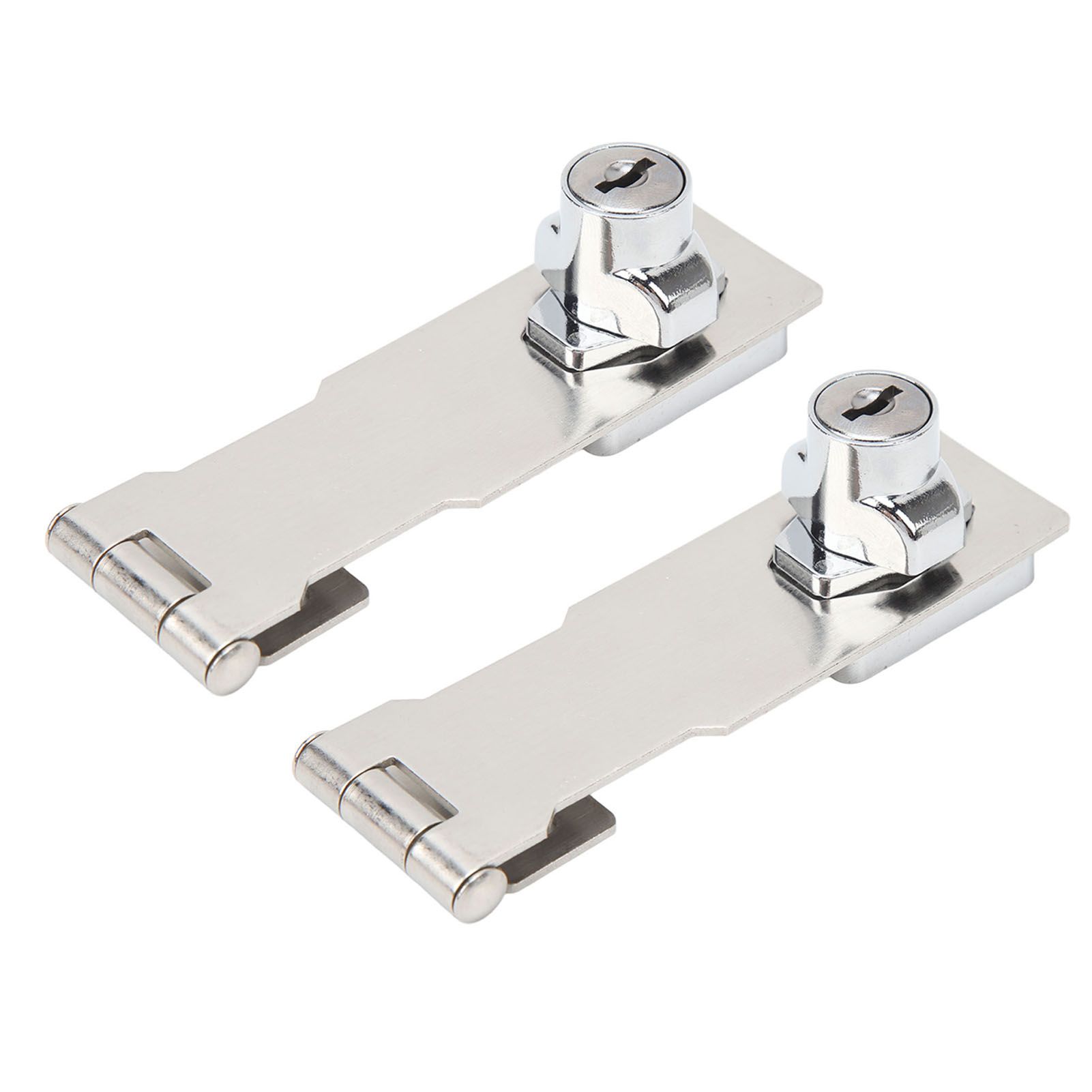 2PCS Keyed Hasp Locks 201 Stainless Steel Zinc Alloy Twist Knob Catch Latch Safety Lock for Cabinets Doors Silver - Image 6