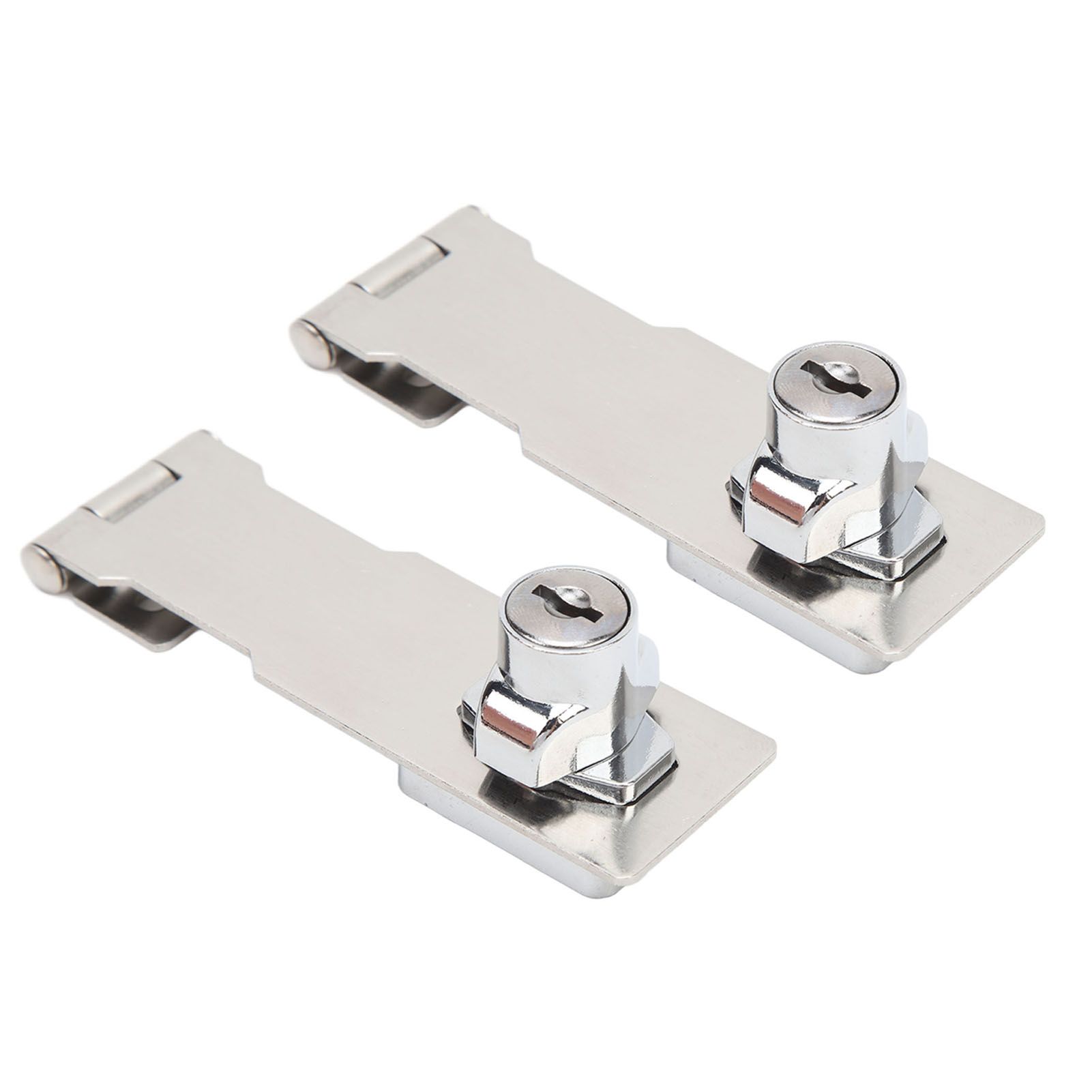 2PCS Keyed Hasp Locks 201 Stainless Steel Zinc Alloy Twist Knob Catch Latch Safety Lock for Cabinets Doors Silver - Image 7