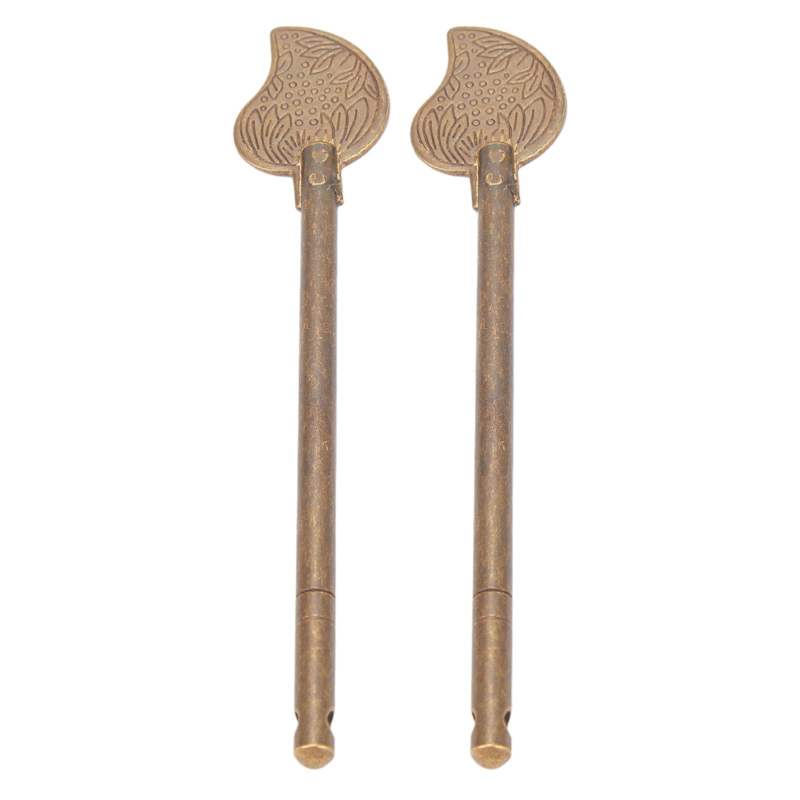 2 Pcs Door Latch Locking Pin 11cm Leaf Shape Retro Style Brass Cabinet Key Latch Bolt Locking Pin - Image 1