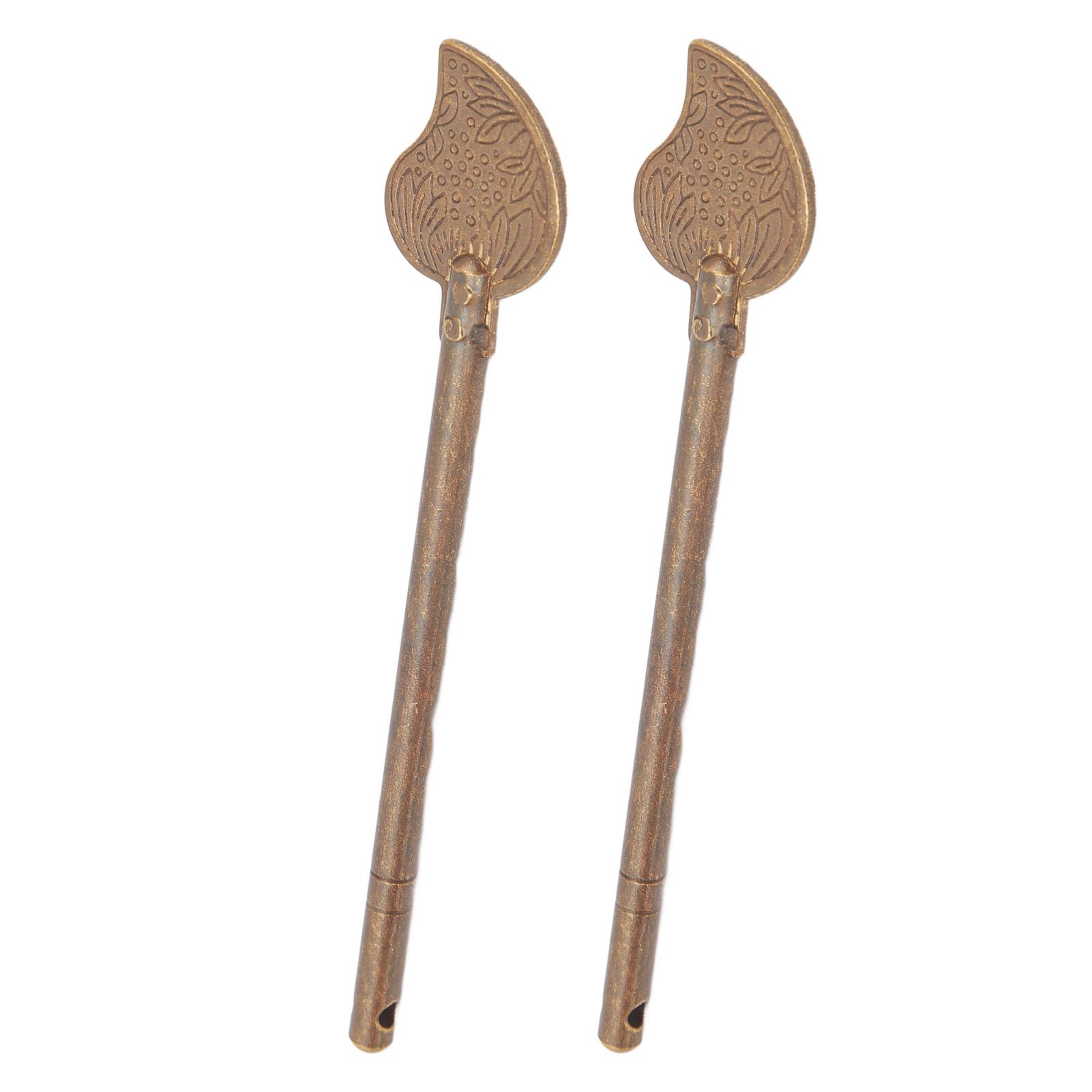 2 Pcs Door Latch Locking Pin 11cm Leaf Shape Retro Style Brass Cabinet Key Latch Bolt Locking Pin - Image 2