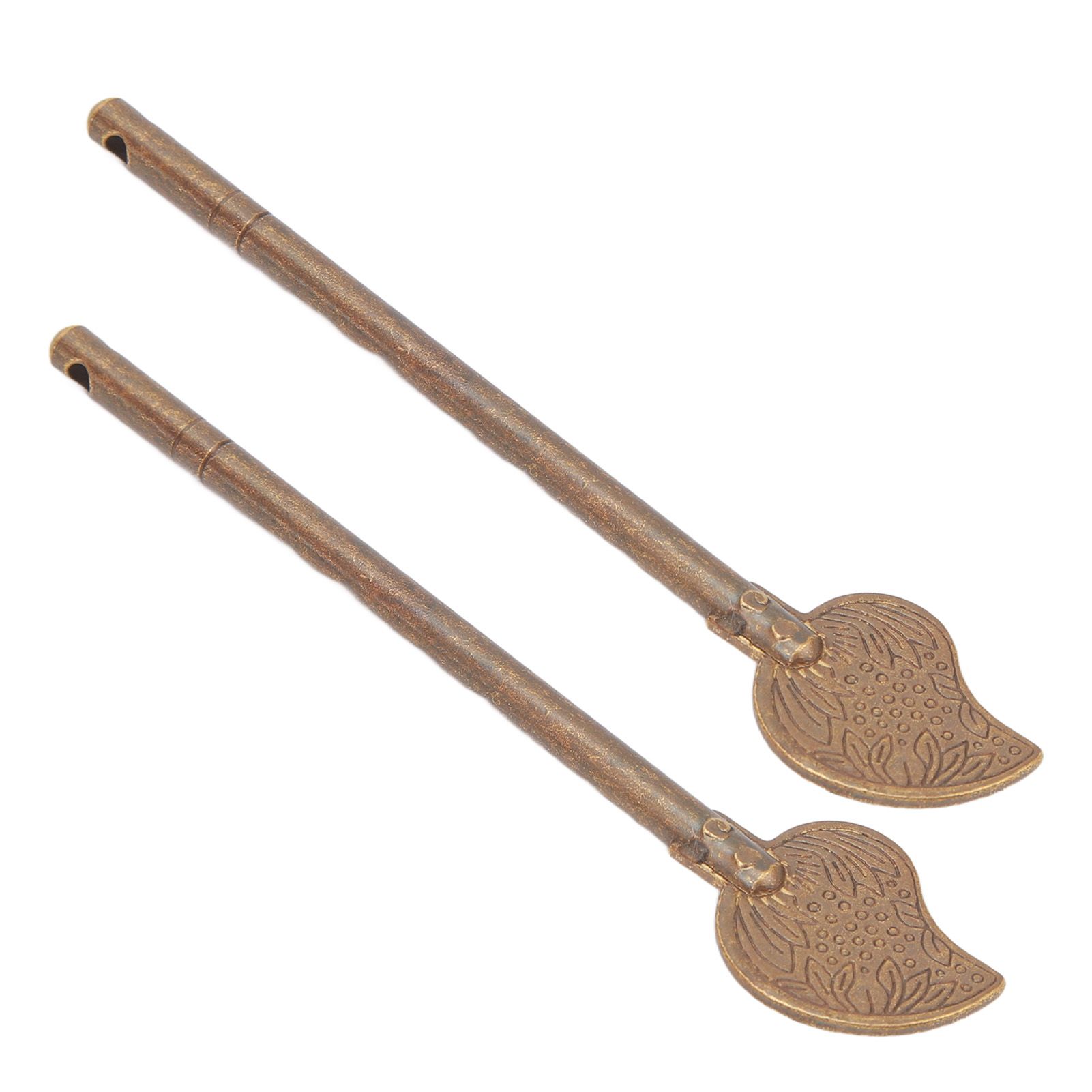 2 Pcs Door Latch Locking Pin 11cm Leaf Shape Retro Style Brass Cabinet Key Latch Bolt Locking Pin - Image 3