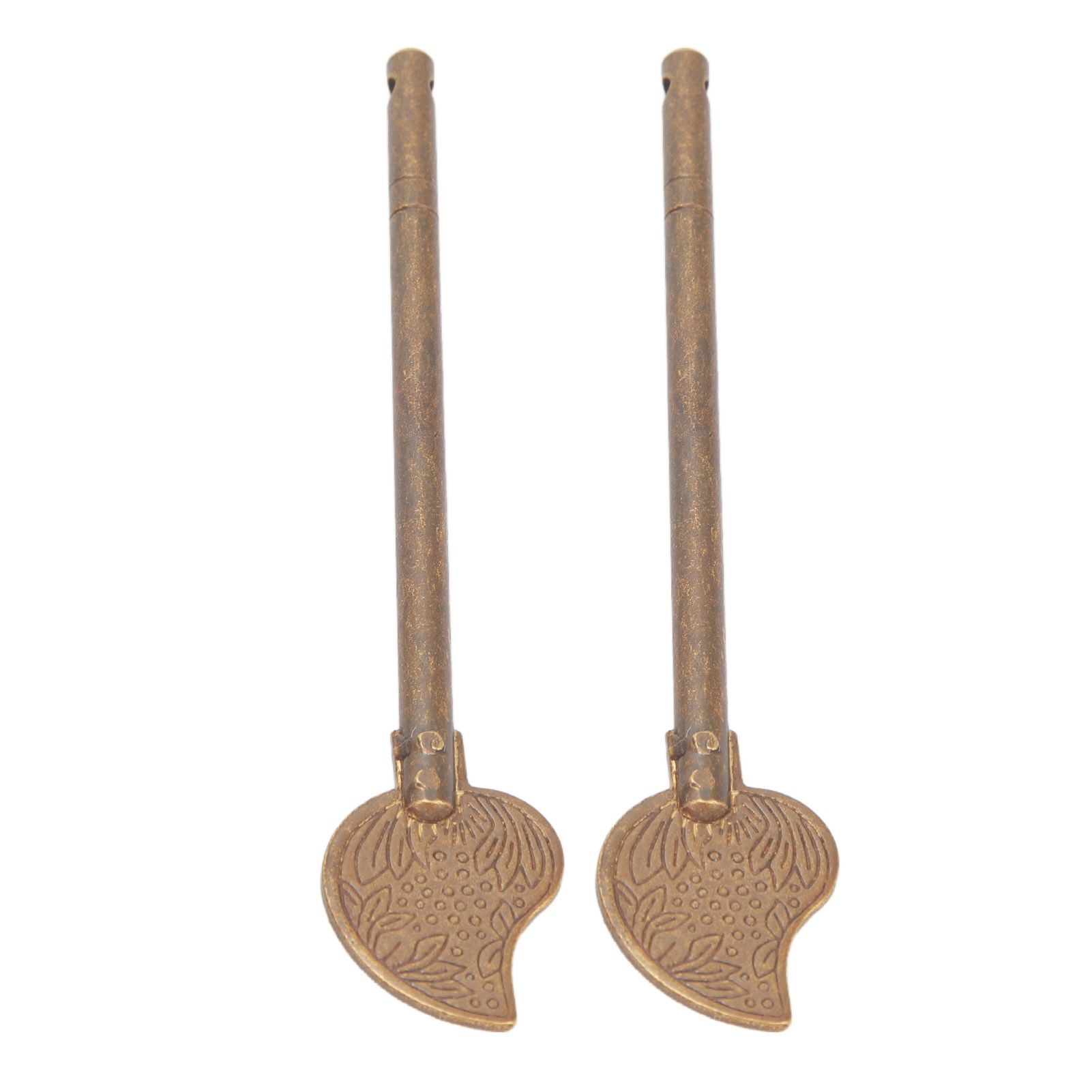 2 Pcs Door Latch Locking Pin 11cm Leaf Shape Retro Style Brass Cabinet Key Latch Bolt Locking Pin - Image 4
