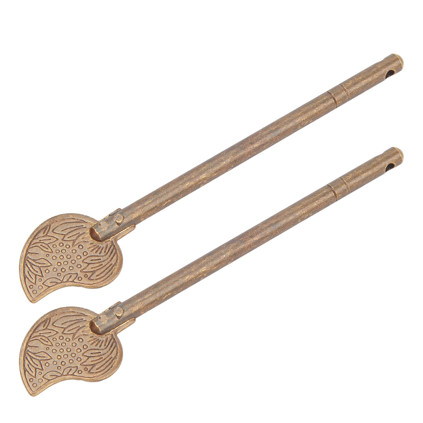 2 Pcs Door Latch Locking Pin 11cm Leaf Shape Retro Style Brass Cabinet Key Latch Bolt Locking Pin - Image 6