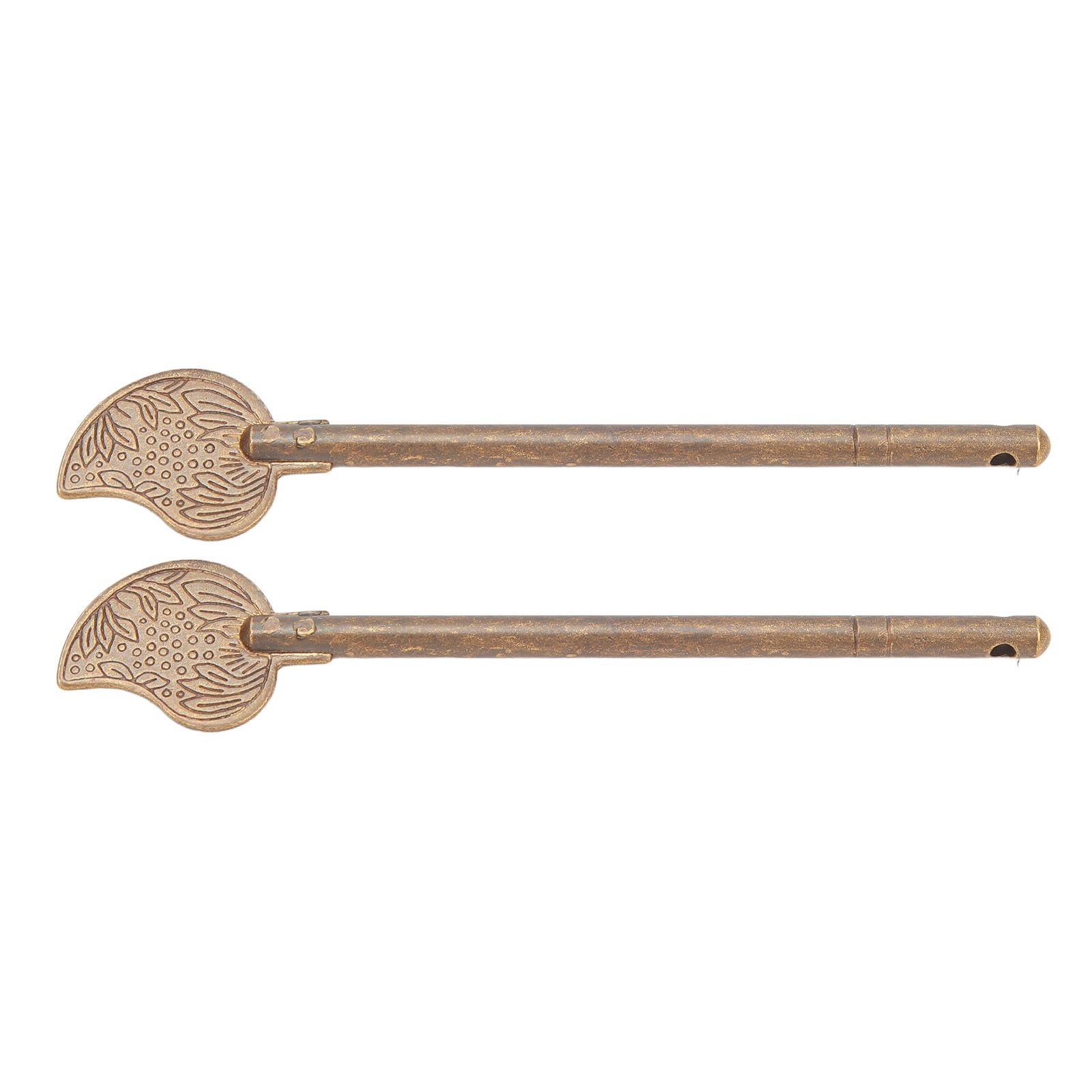 2 Pcs Door Latch Locking Pin 11cm Leaf Shape Retro Style Brass Cabinet Key Latch Bolt Locking Pin - Image 7