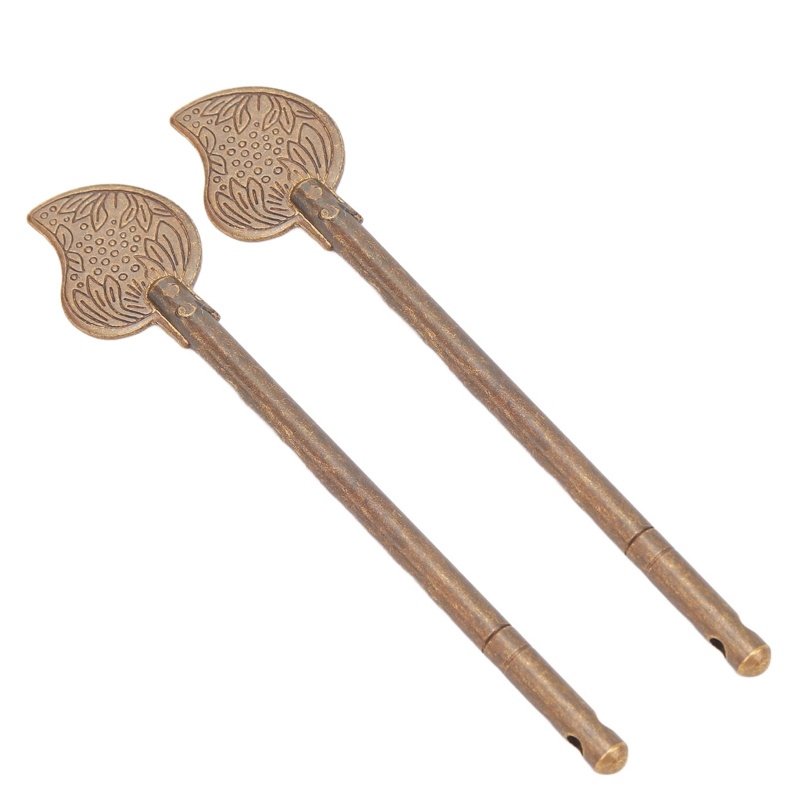 2 Pcs Door Latch Locking Pin 11cm Leaf Shape Retro Style Brass Cabinet Key Latch Bolt Locking Pin - Image 8