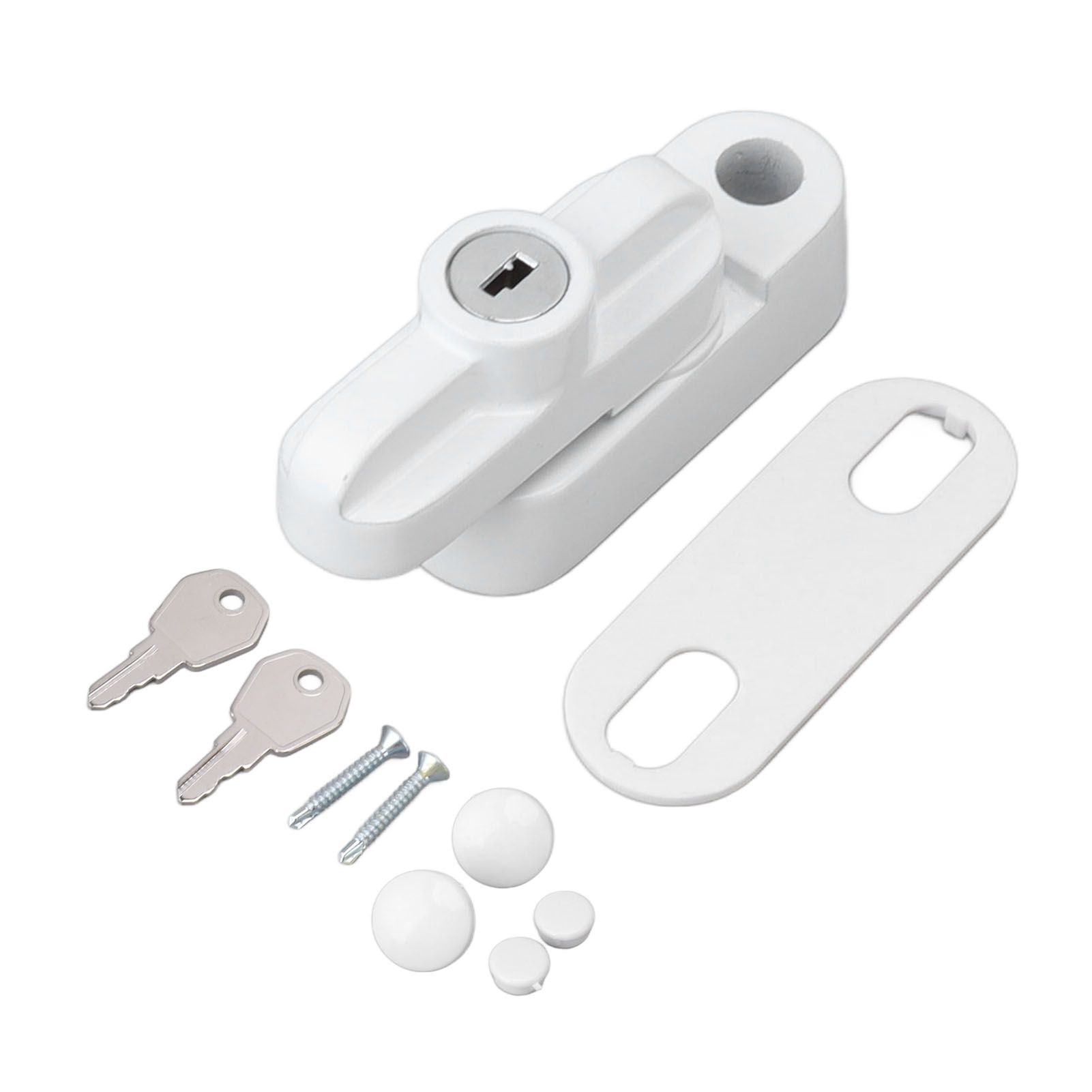 External Window Lock Catch Aluminum Alloy Anti Theft Flat Window Buckle Lock for Single Double Windows White - Image 1