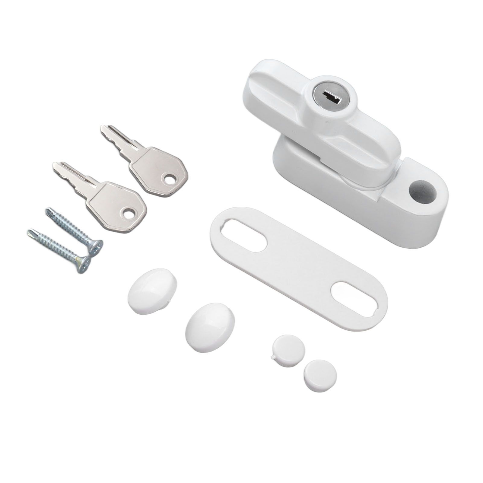 External Window Lock Catch Aluminum Alloy Anti Theft Flat Window Buckle Lock for Single Double Windows White - Image 2
