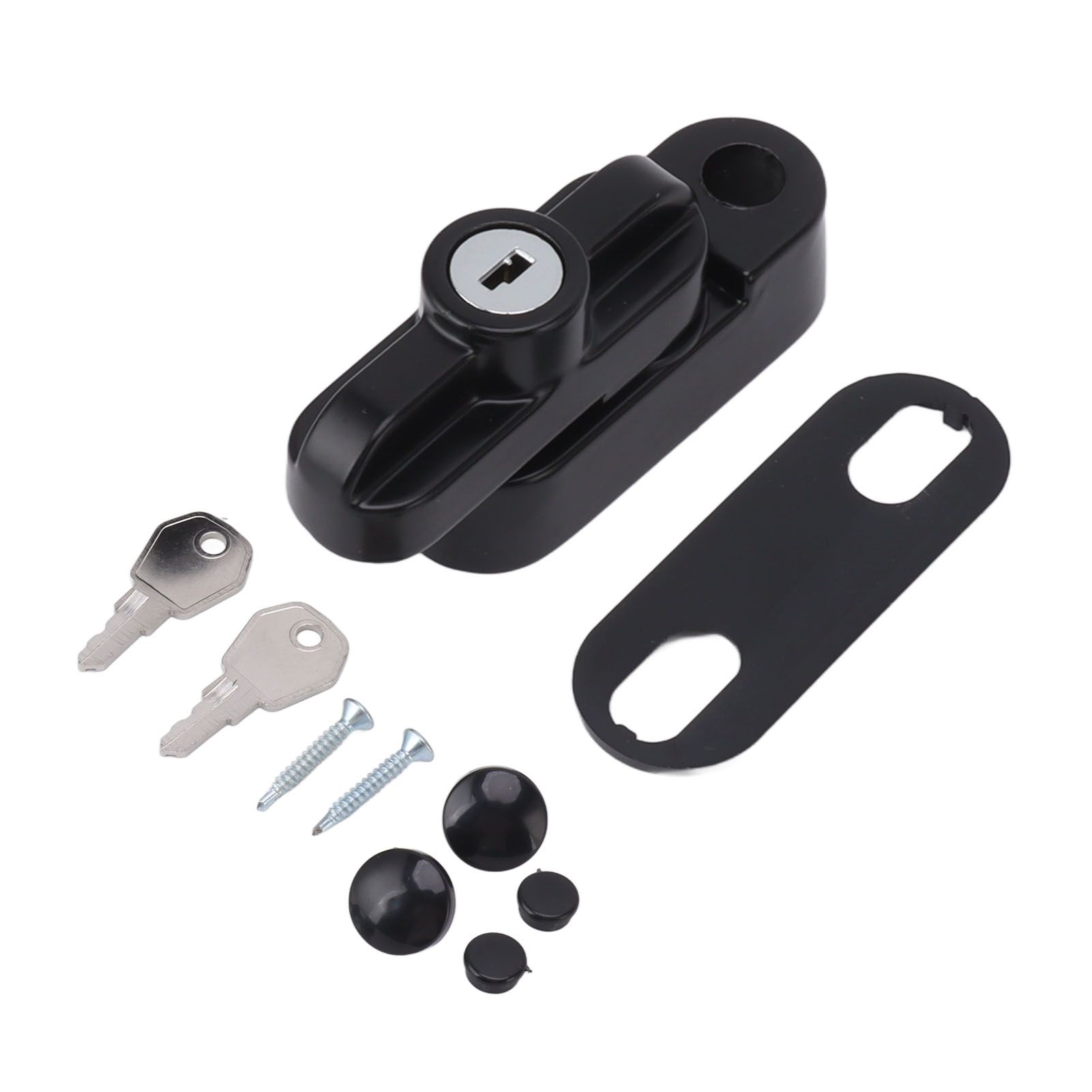 External Window Lock Catch Aluminum Alloy Anti Theft Flat Window Buckle Lock for Single Double Windows Black - Image 1