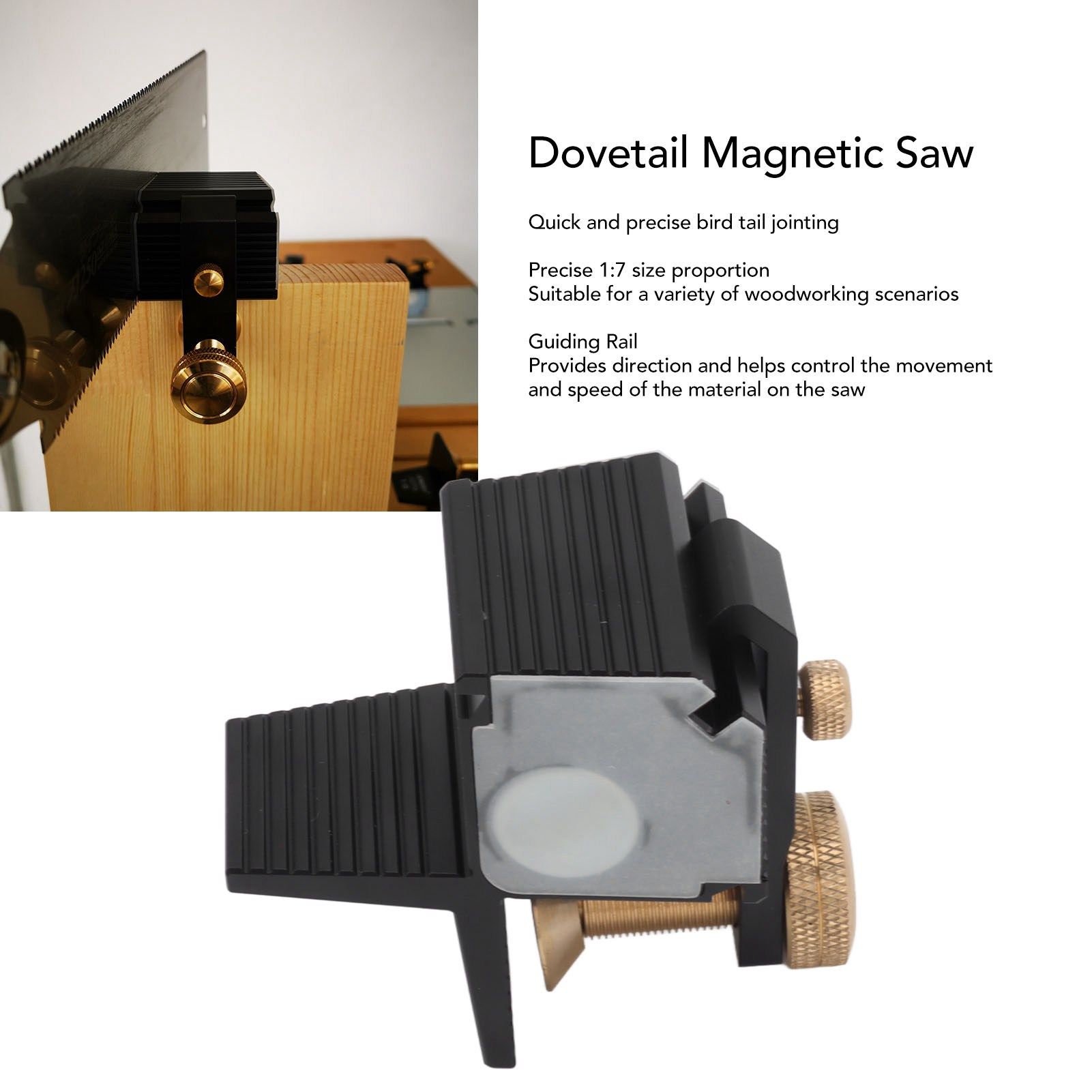 Woodworking Dovetail Magnetic Saw 1:7 Accuracy Cutting Aluminum Alloy Wood Joints Guide Gauge - Image 7