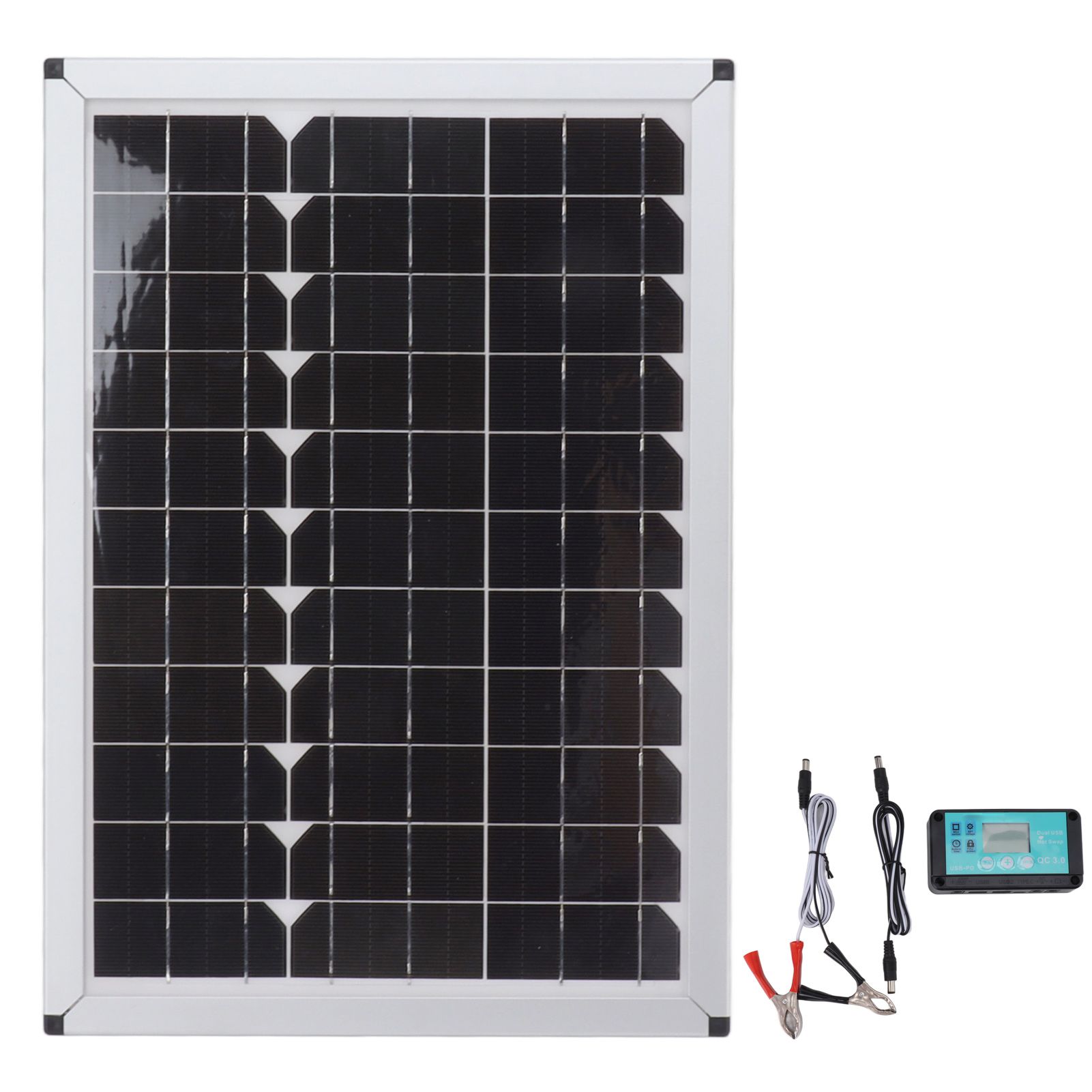 100W 18V Solar Panel Battery Charger Kit Monocrystalline Silicon Solar Panel with Dual USB Controller for Car RV Marine Boat - Image 1