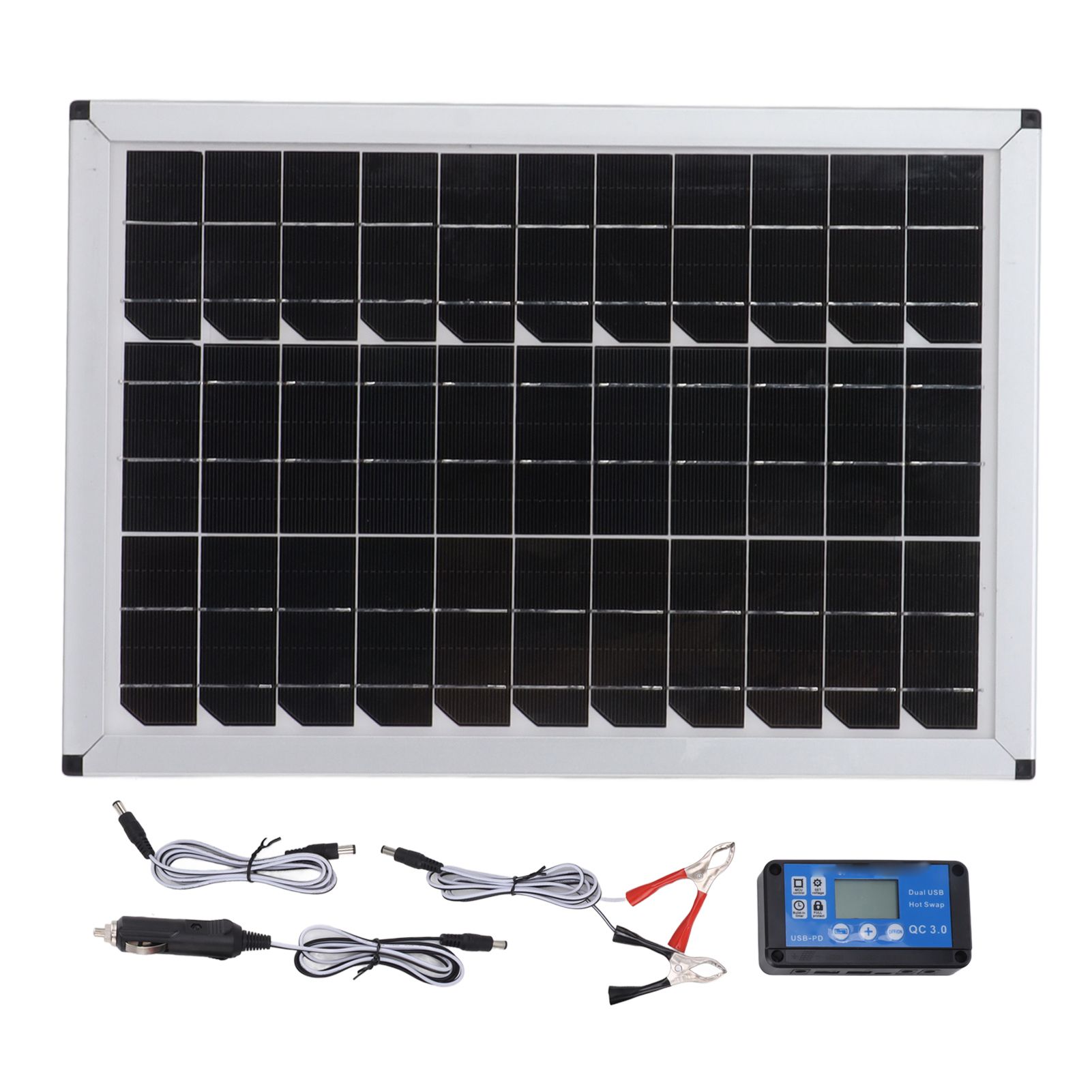 100W 18V Portable Solar Panel Kit 100 Watt 18 Volt Monocrystalline Portable Solar Panel for Automobiles Ships Airplanes Outdoor Agriculture Planting Tourism - Image 1