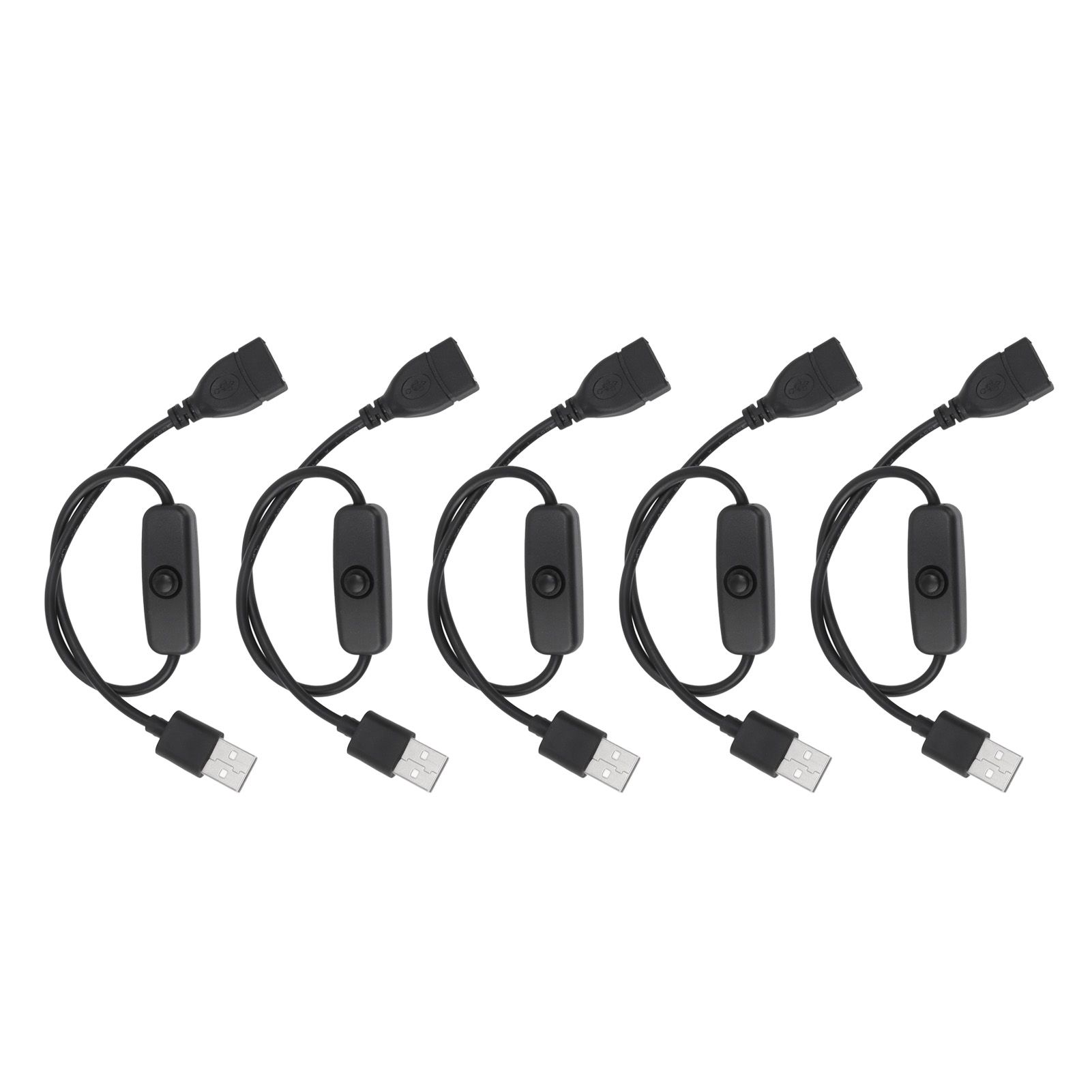 5PCS ON Off Switch Male to Female Cable 2 Pin PVC USB Extension Cable with B utton for Driving Recorder LED Lights Black - Image 7