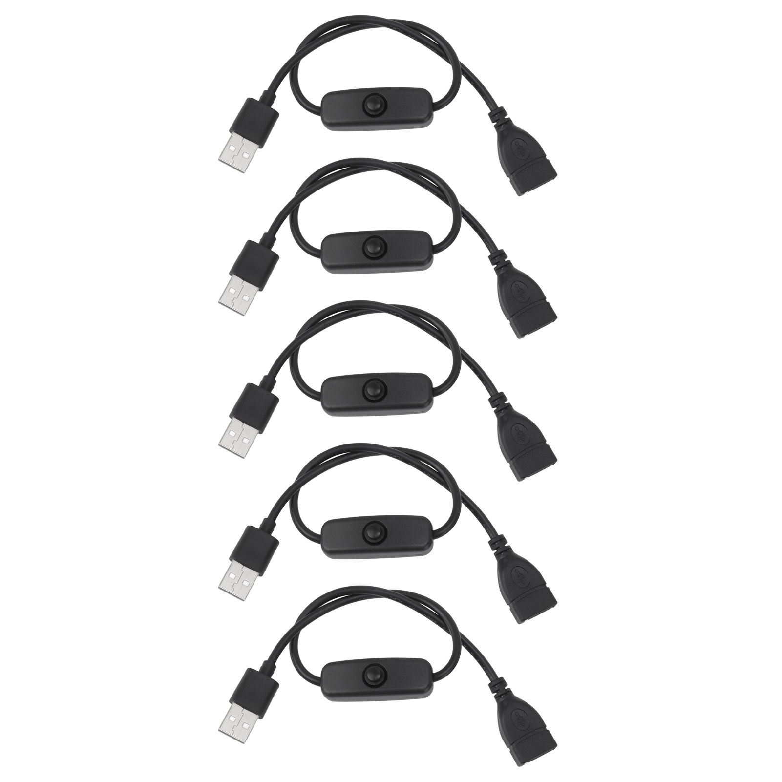 5PCS ON Off Switch Male to Female Cable 2 Pin PVC USB Extension Cable with B utton for Driving Recorder LED Lights Black - Image 8