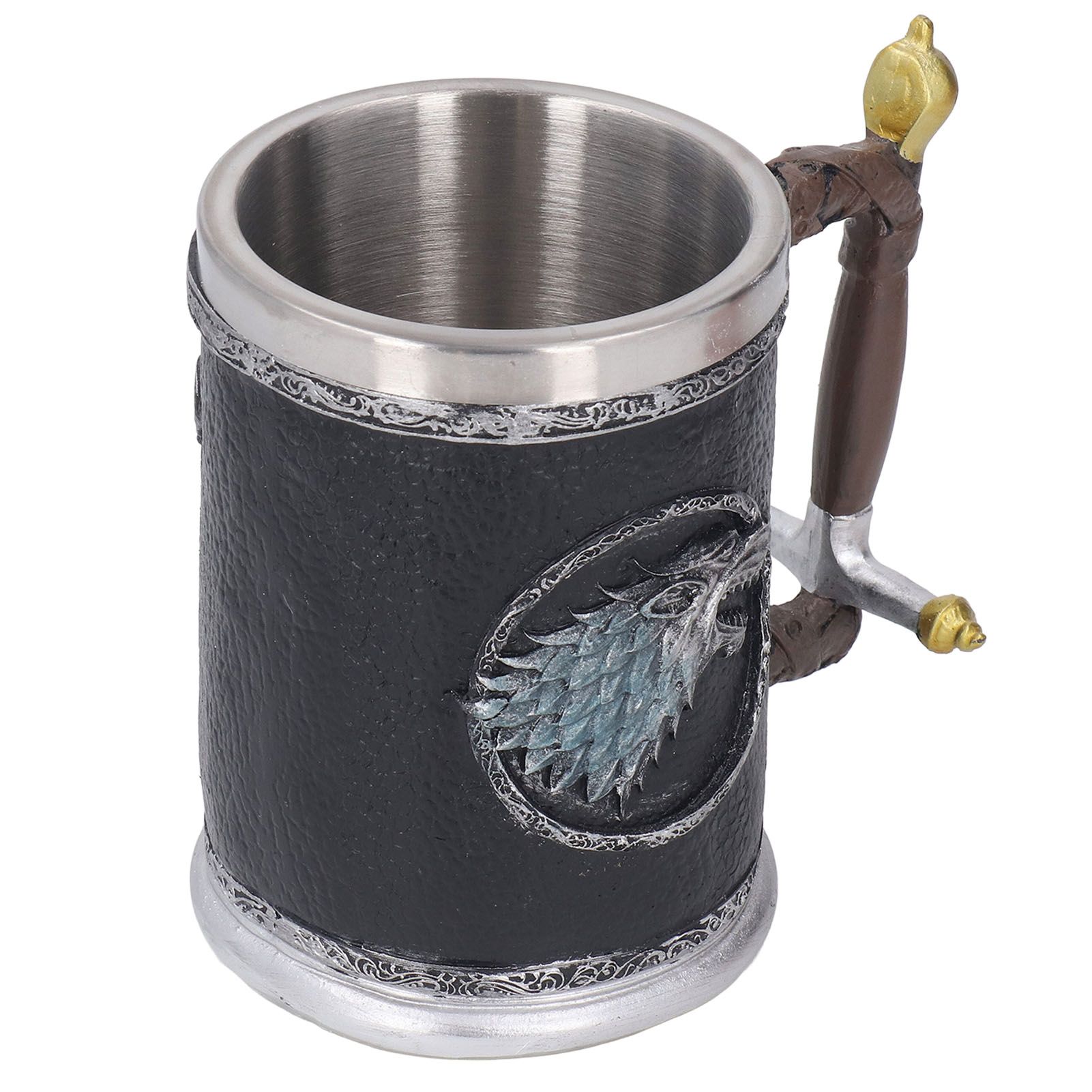 Stainless Steel Liner Mug Resin Decorative Hand Painted Beer Cup for Home Bar KTV Restaurant Large - Image 4