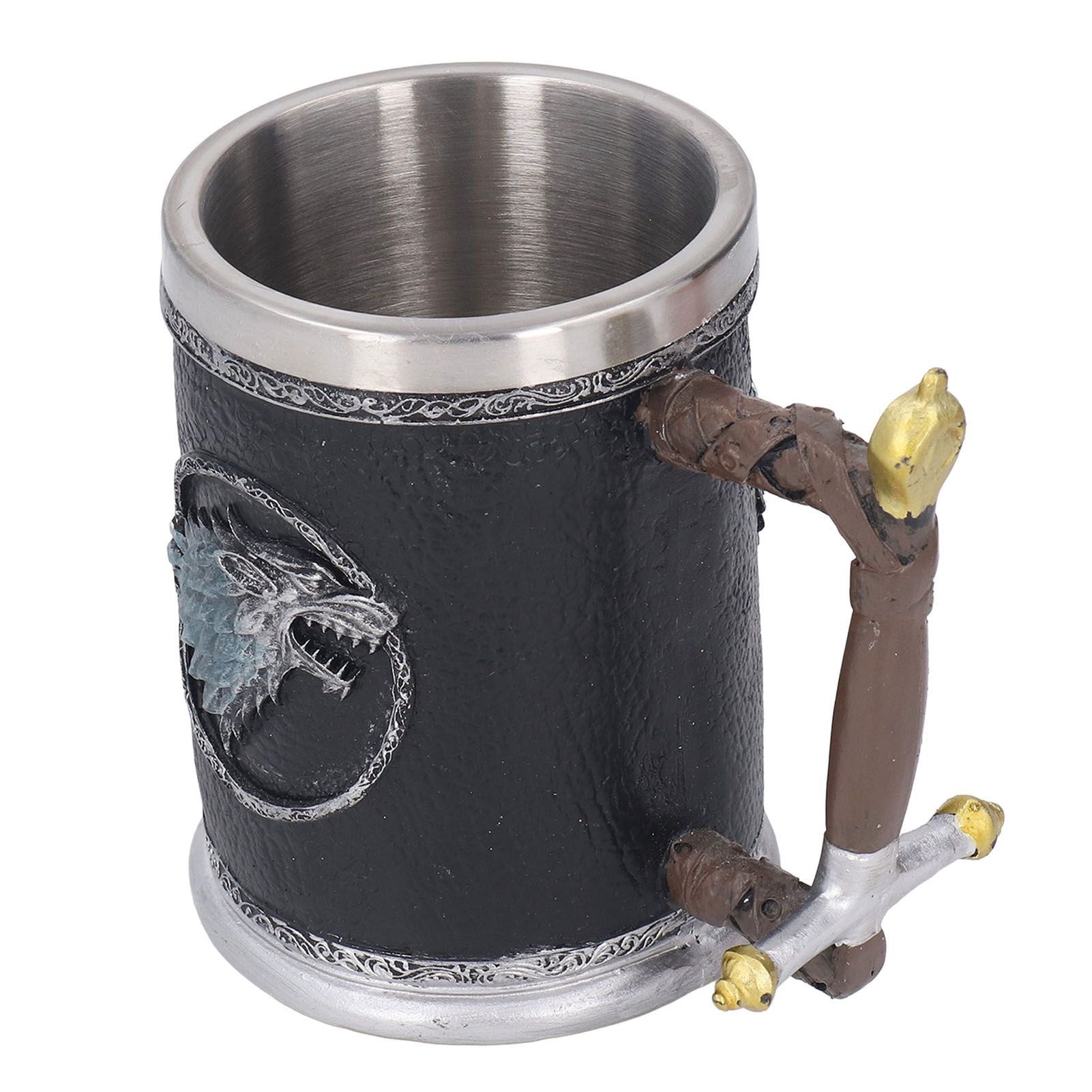 Stainless Steel Liner Mug Resin Decorative Hand Painted Beer Cup for Home Bar KTV Restaurant Large - Image 7