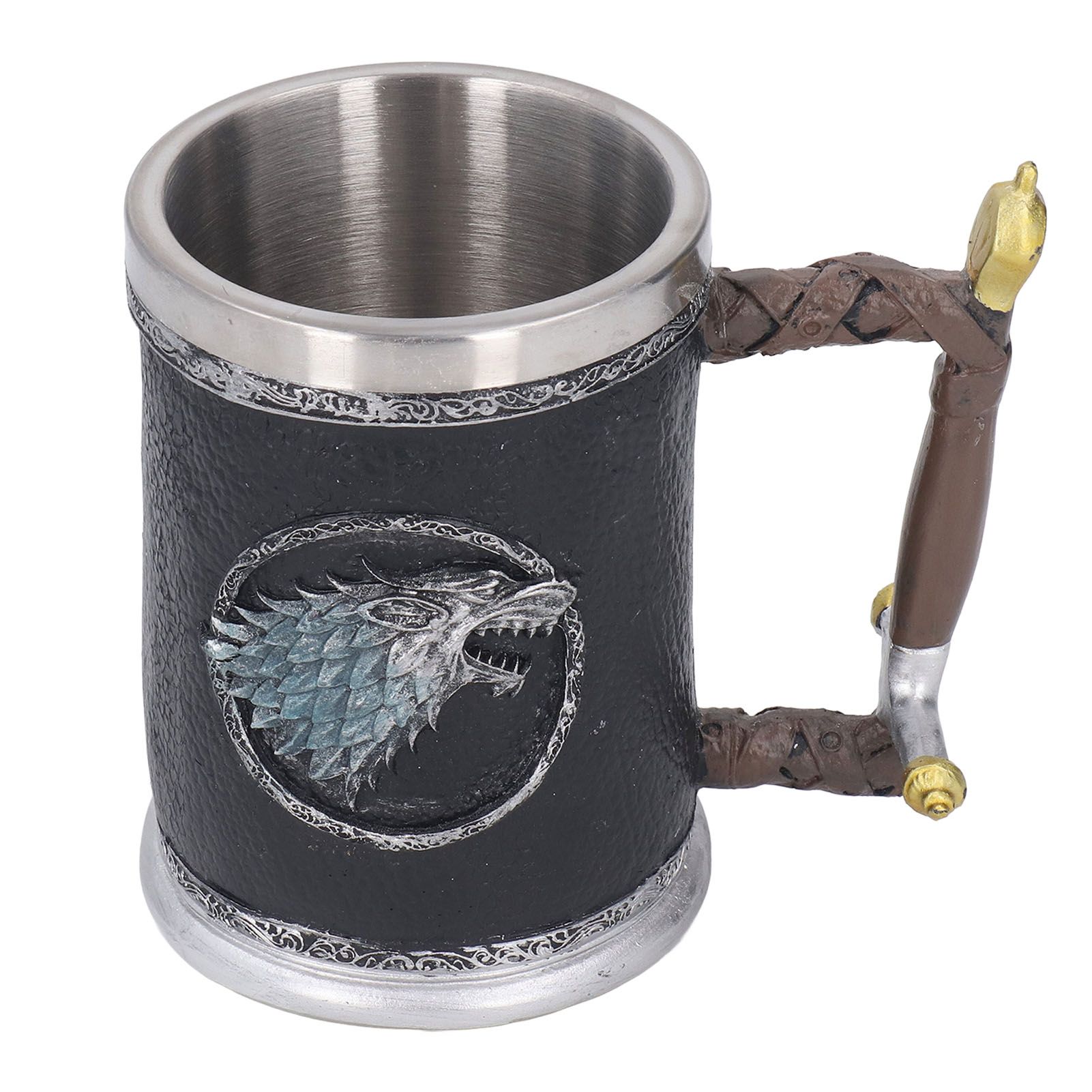 Stainless Steel Liner Mug Resin Decorative Hand Painted Beer Cup for Home Bar KTV Restaurant Large - Image 8