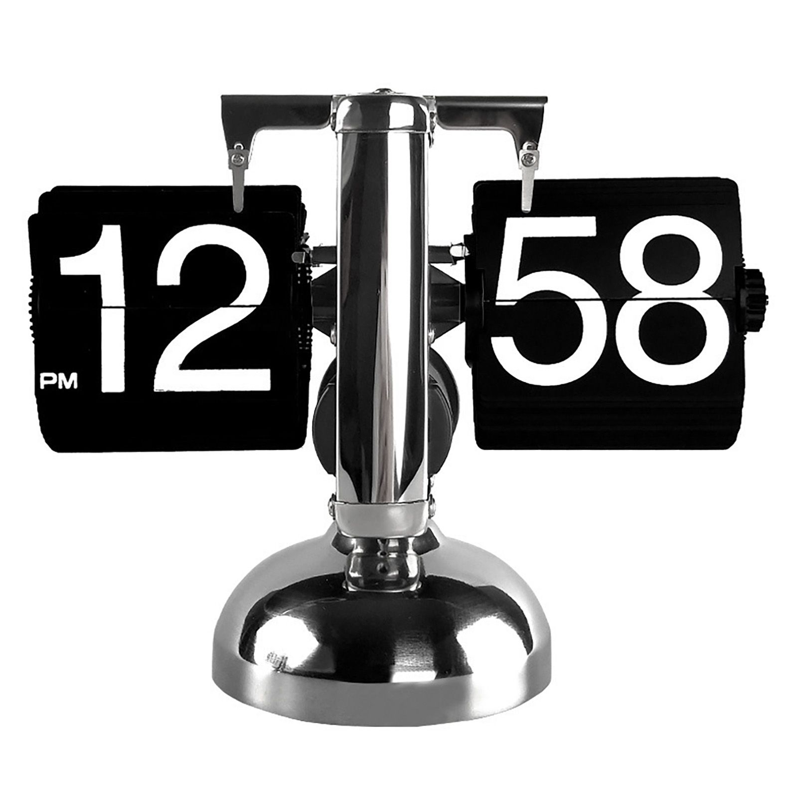 Digital Flip Down Clock Retro Minimalist Single Foot Mechanical Auto Flip Clock Desk Clock for Home Livingroom Black - Image 1