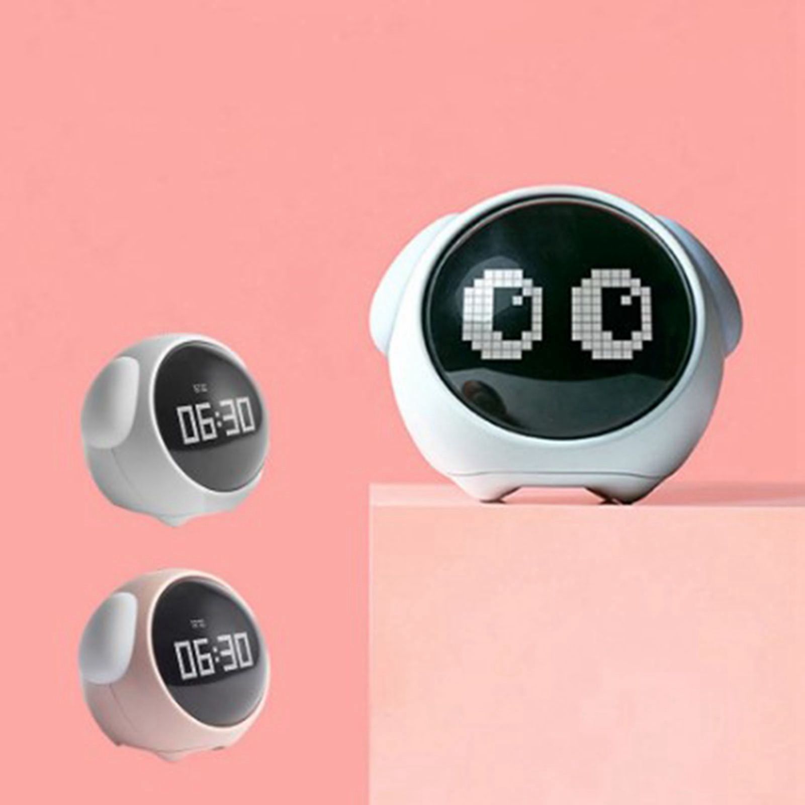 Expression Clock Cute Dog Shape Multifunctional LED Digital Alarm Clock Voice Activated Night Light Pink - Image 5