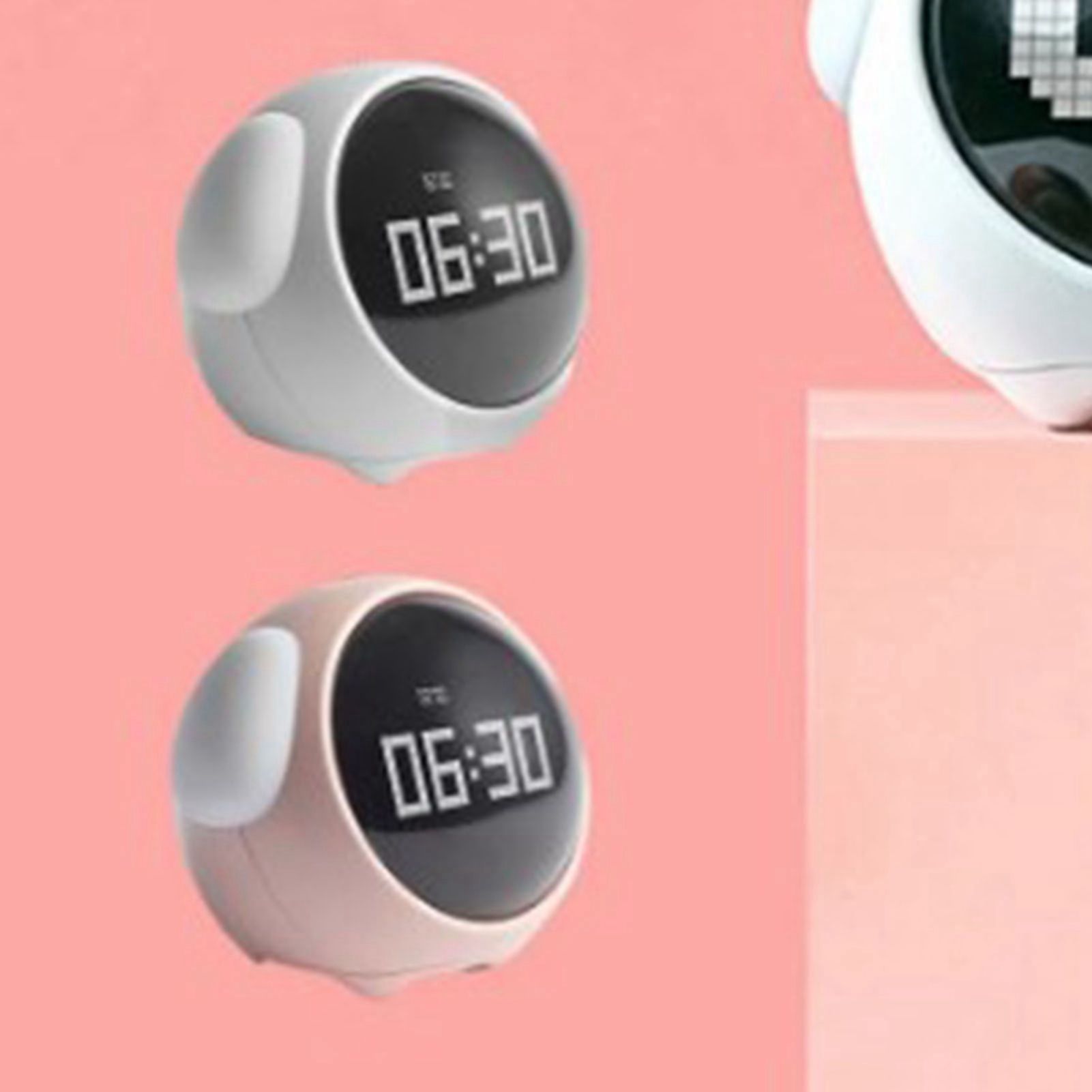 Expression Clock Cute Dog Shape Multifunctional LED Digital Alarm Clock Voice Activated Night Light Pink - Image 6