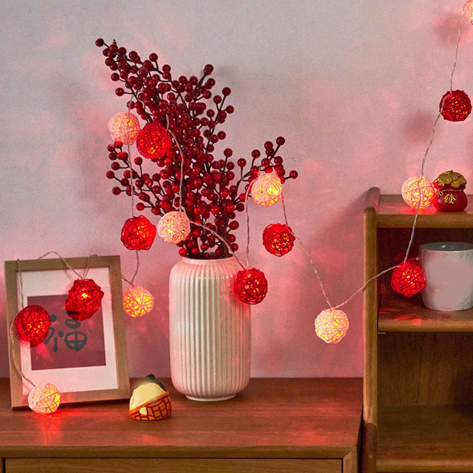 Rattan Ball String Light Decorative Romantic Rattan Ball String for Christmas Party Home Decor 1.5m/4.9ft - Image 6