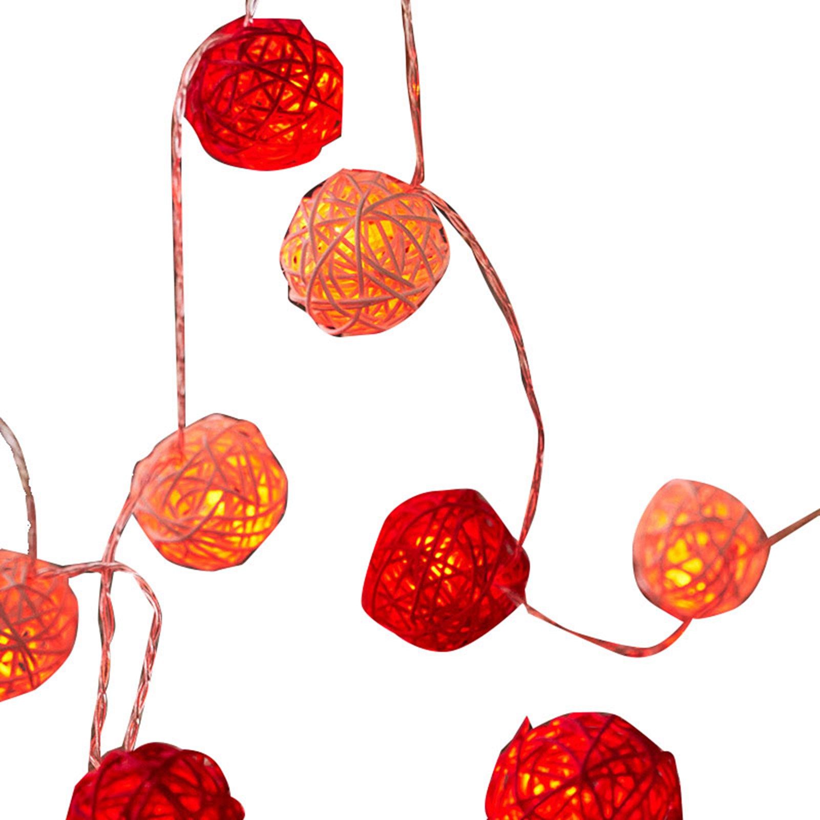 Rattan Ball String Light Decorative Romantic Rattan Ball String for Christmas Party Home Decor 2m/6.6ft - Image 1