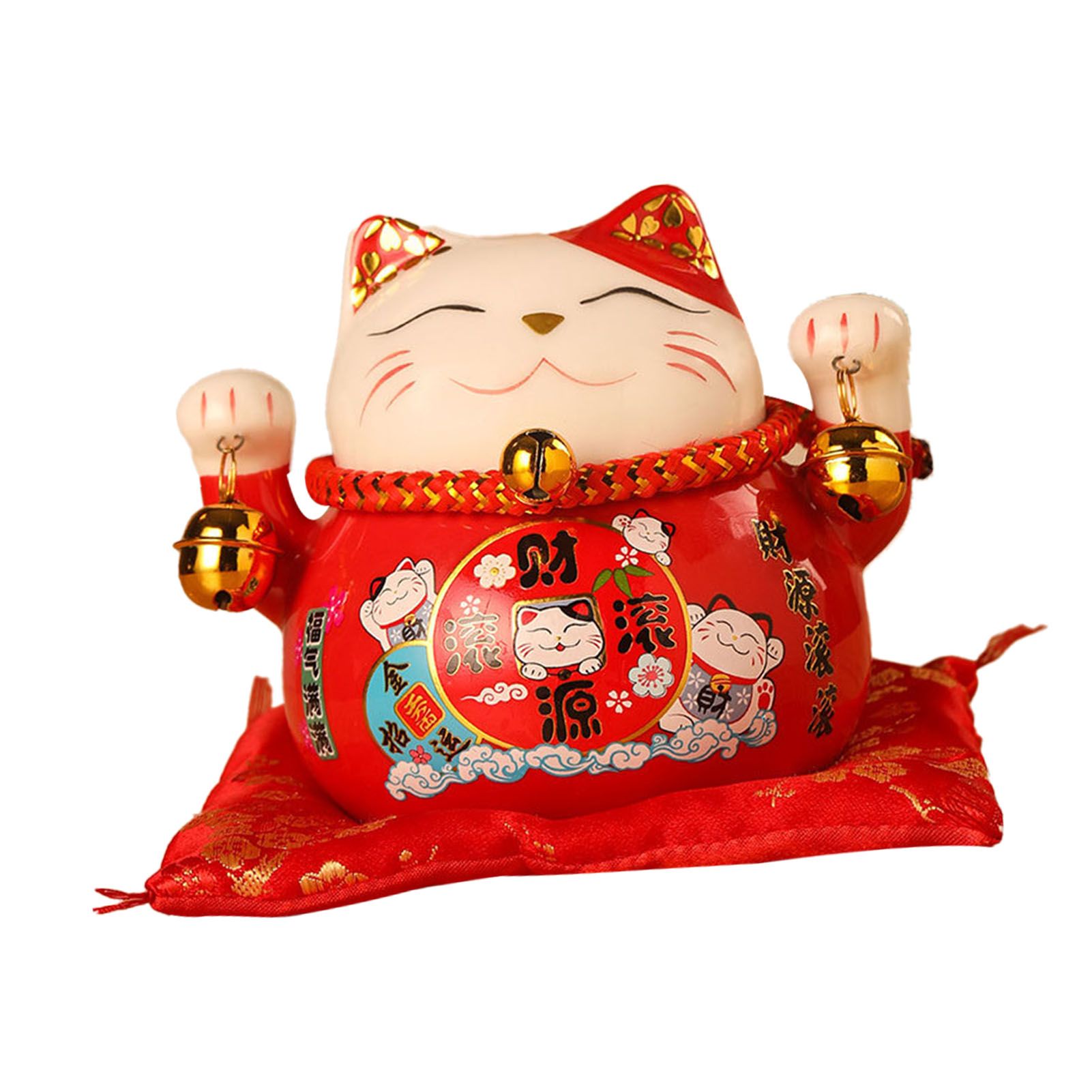 Lucky Cat Coin Bank 4.5in Exquisite Cute Bring Luck Good Wish Ceramic Fortune Cat Saving Pot Desk Decoration Red - Image 2