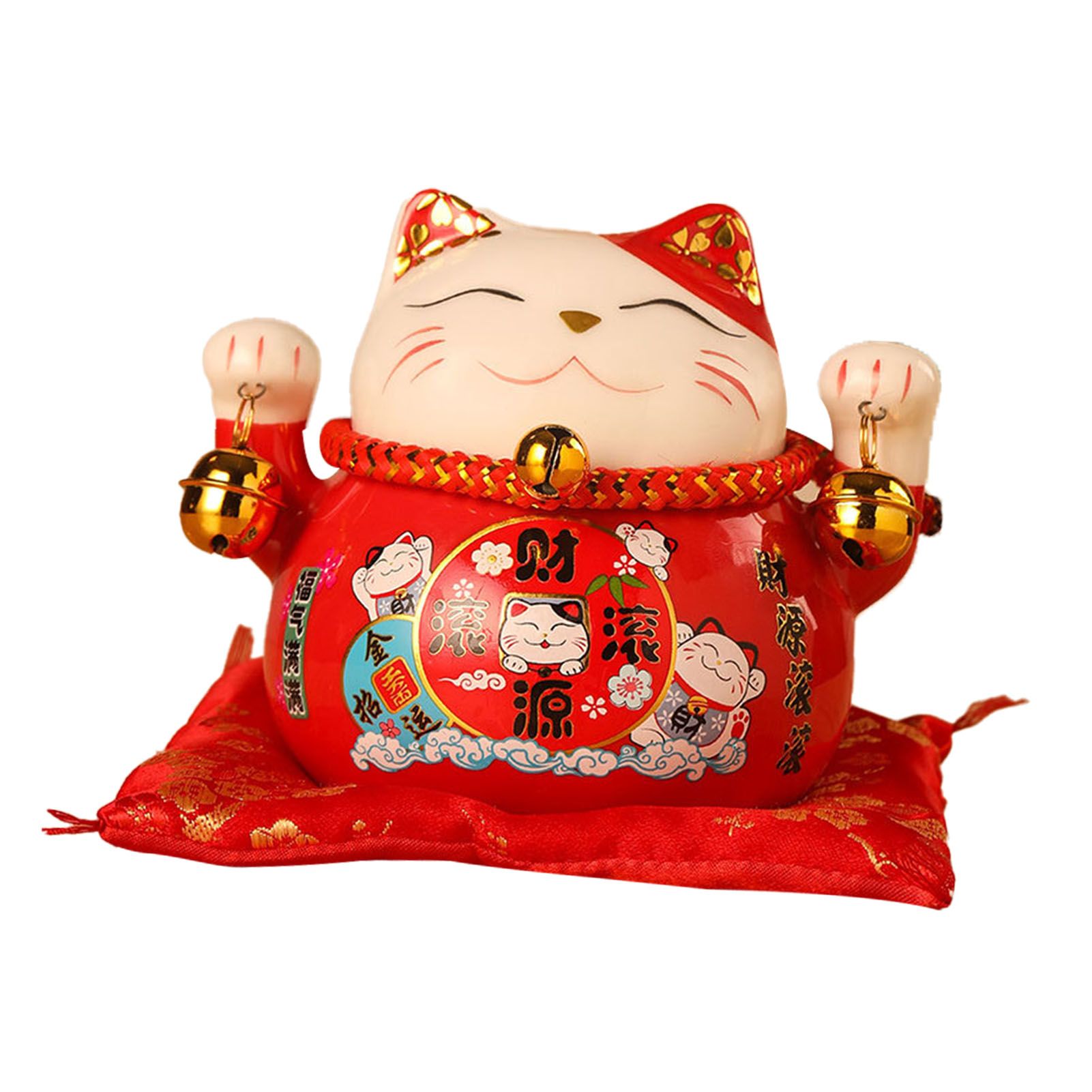 Lucky Cat Coin Bank 4.5in Exquisite Cute Bring Luck Good Wish Ceramic Fortune Cat Saving Pot Desk Decoration Red - Image 3